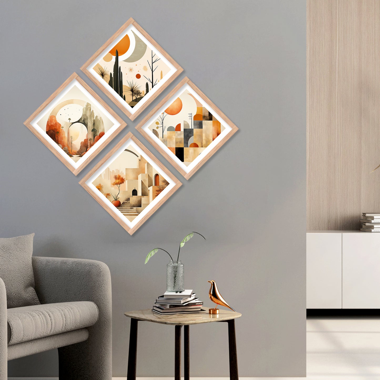 Modern Art Framed Painting Combo for Home Living Room Office Wall Decor