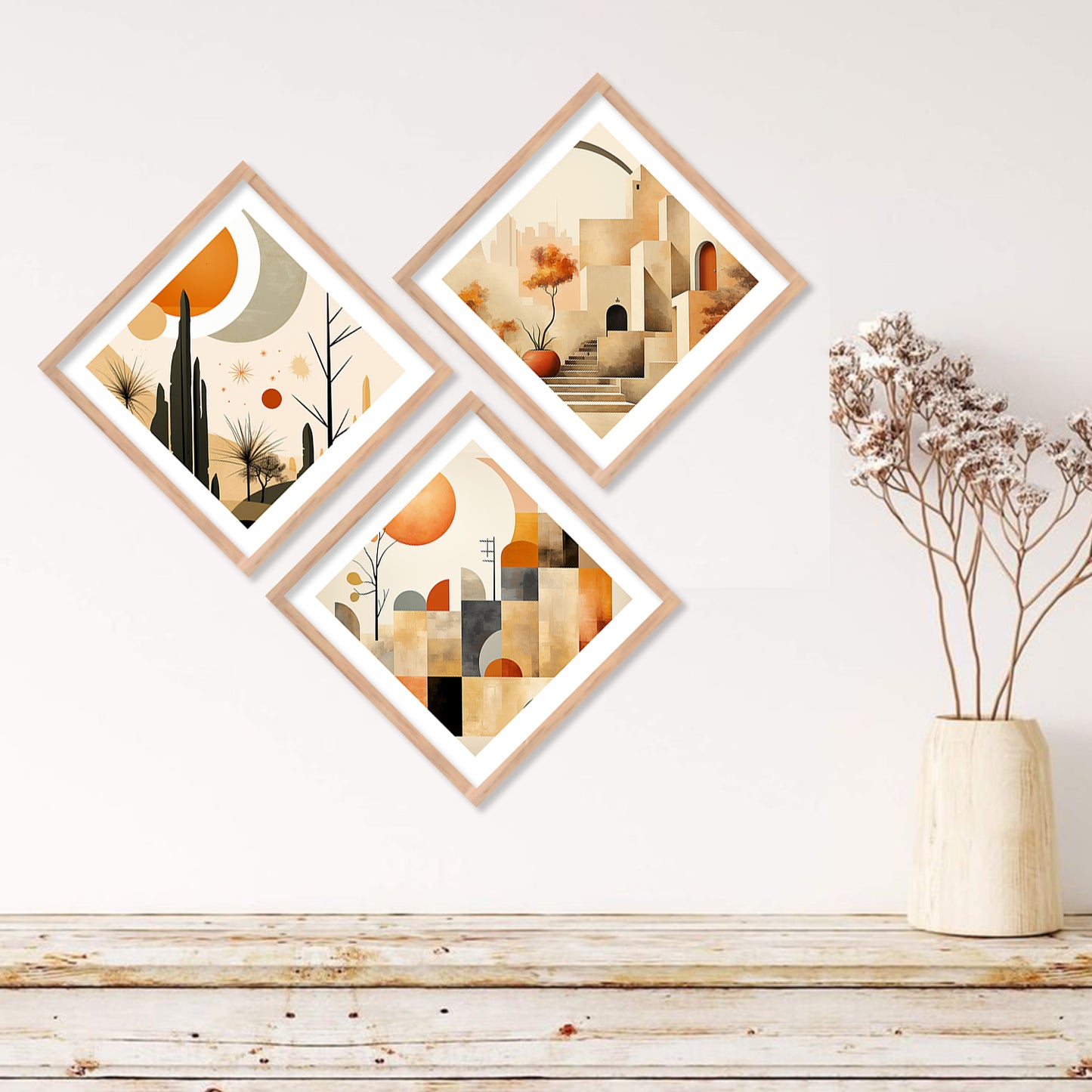 Modern Art Framed Painting Combo for Home Living Room Office Wall Decor