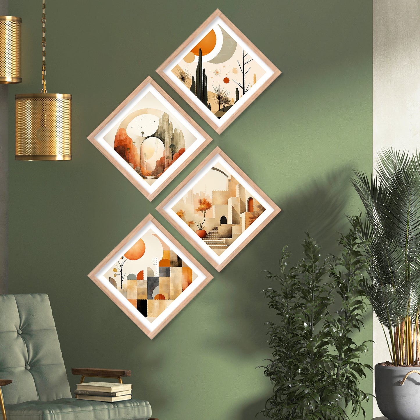 Modern Art Framed Painting Combo for Home Living Room Office Wall Decor