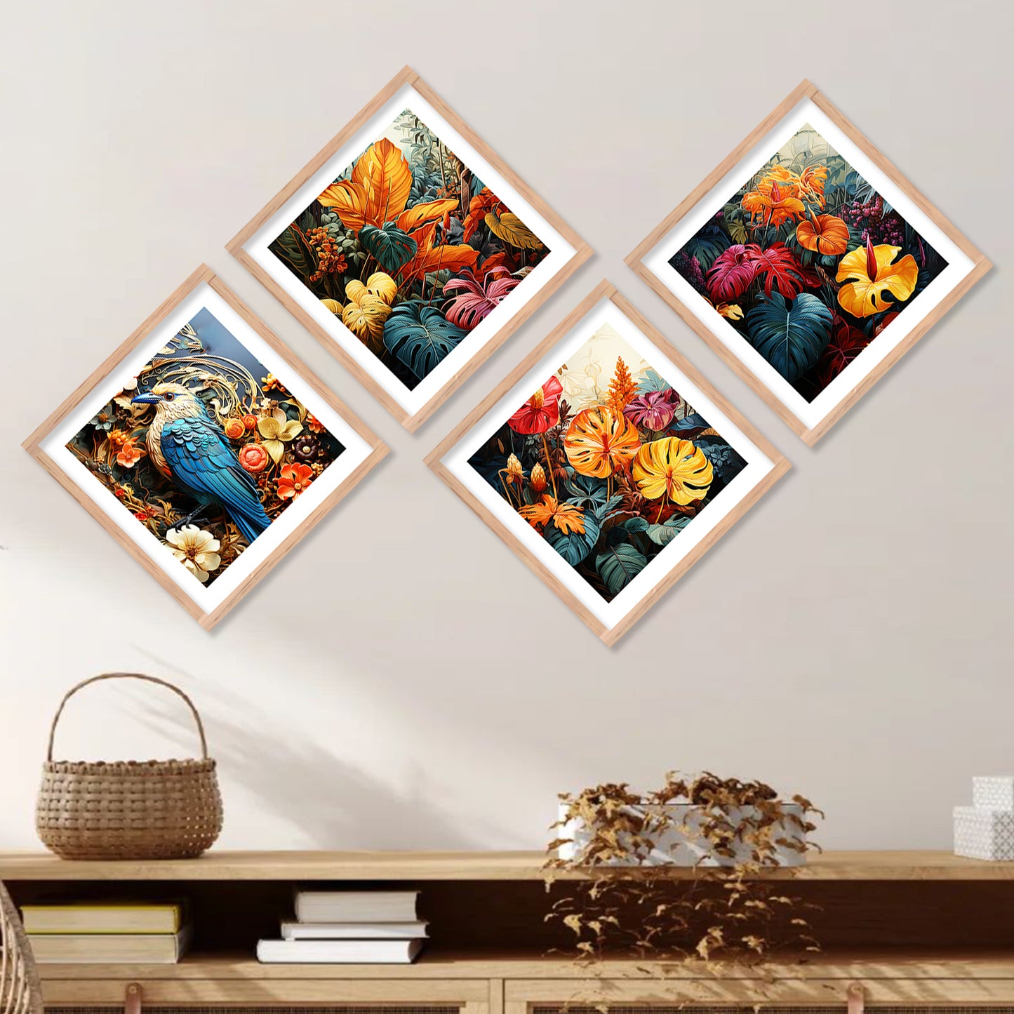 Modern Art Framed Painting Combo for Home Living Room Office Wall Decor