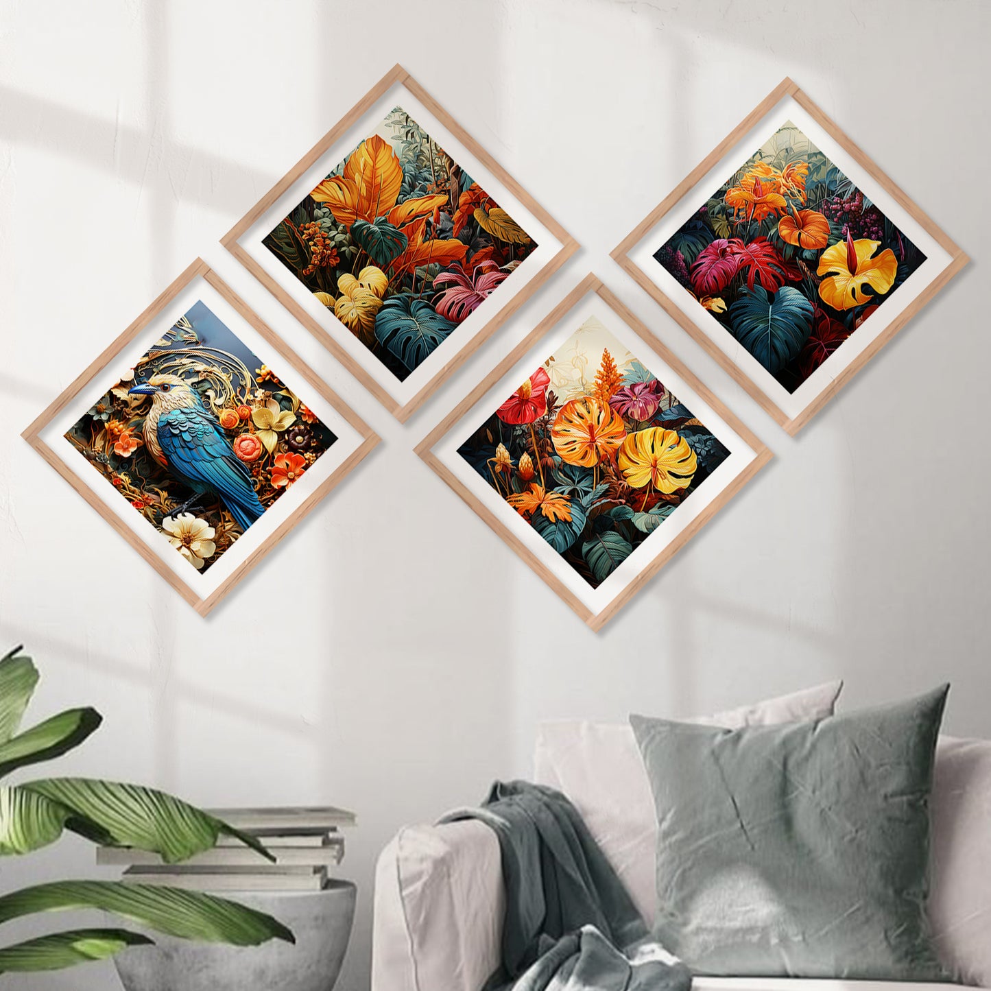 Modern Art Framed Painting Combo for Home Living Room Office Wall Decor