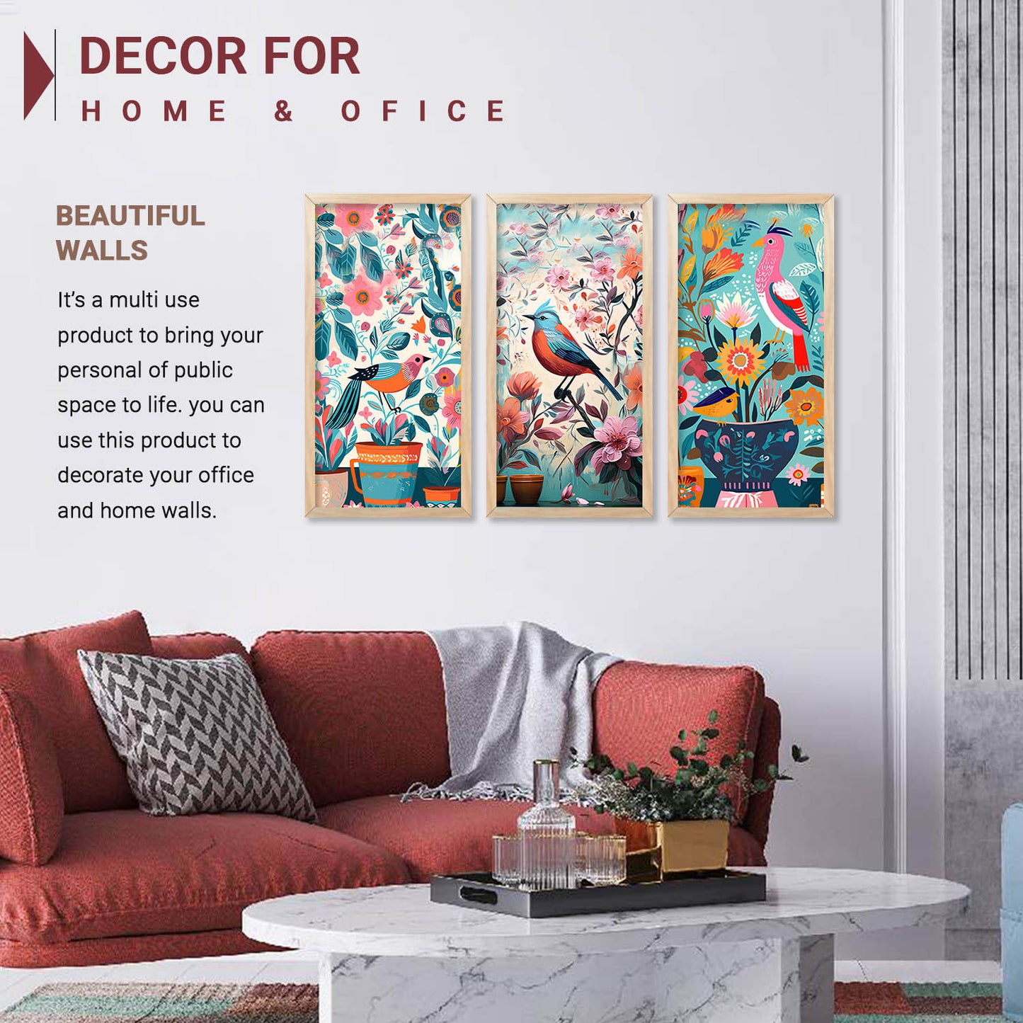 Nature Inspired Art Posters with Frame for Home and Office Wall Decoration