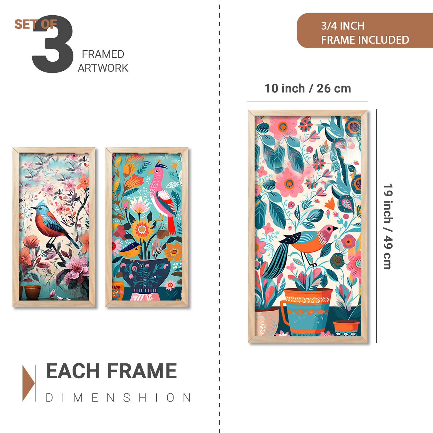 Nature Inspired Art Posters with Frame for Home and Office Wall Decoration