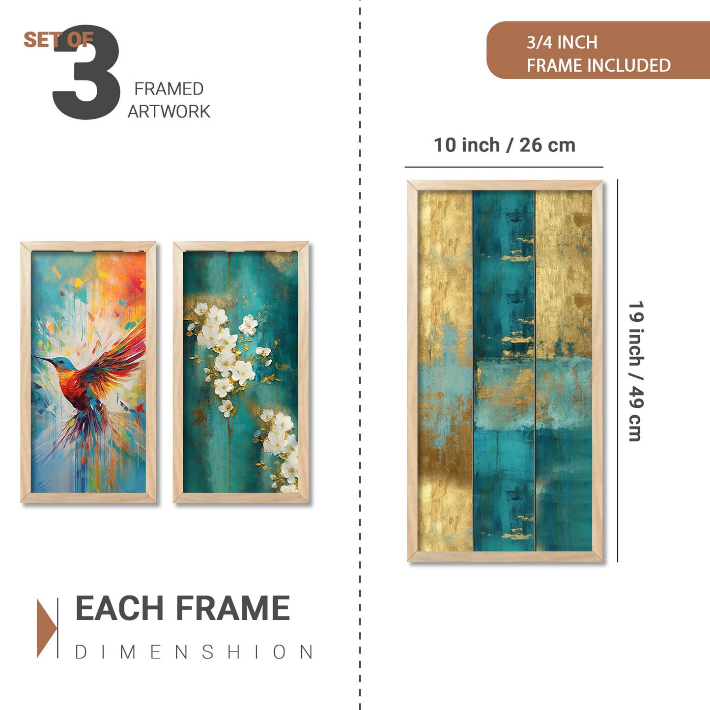 Nature Inspired Modern Art with Frame for Home and Office Wall Decoration