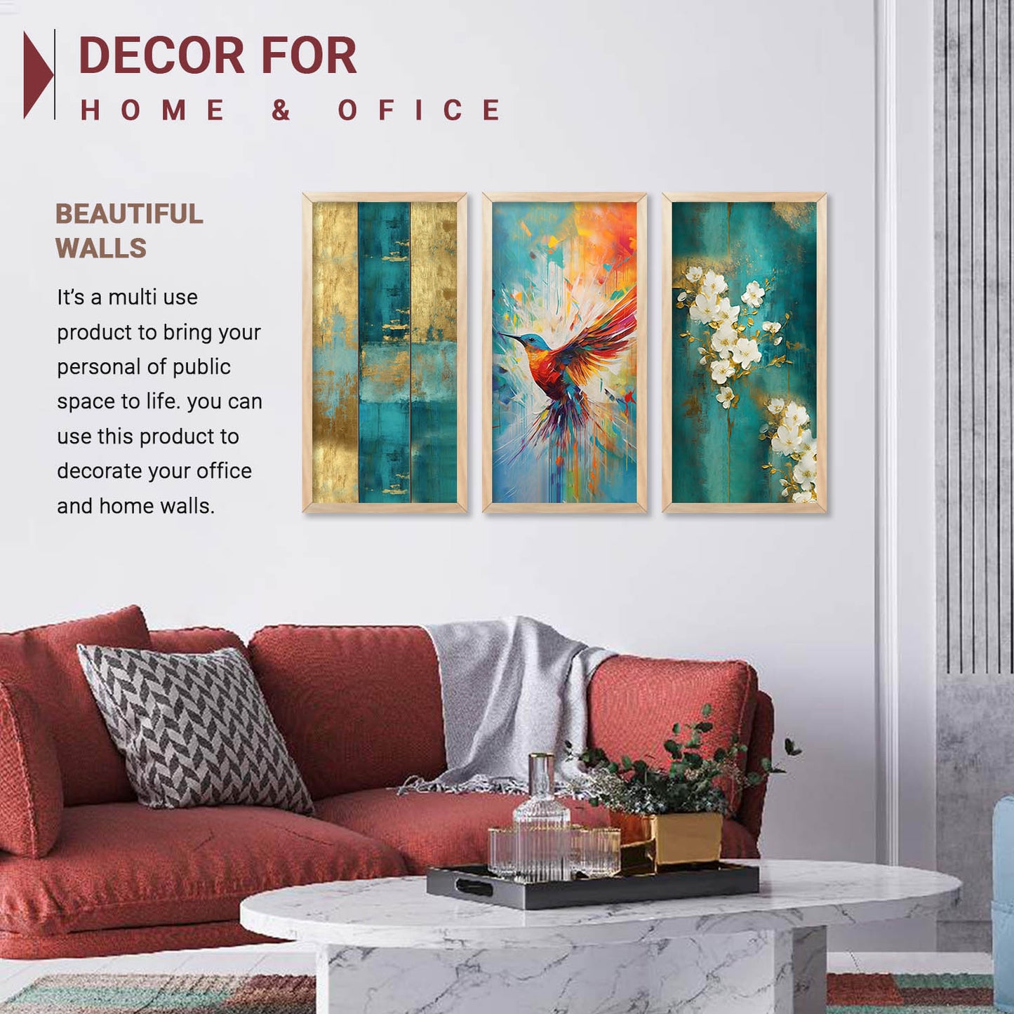 Nature Inspired Modern Art with Frame for Home and Office Wall Decoration