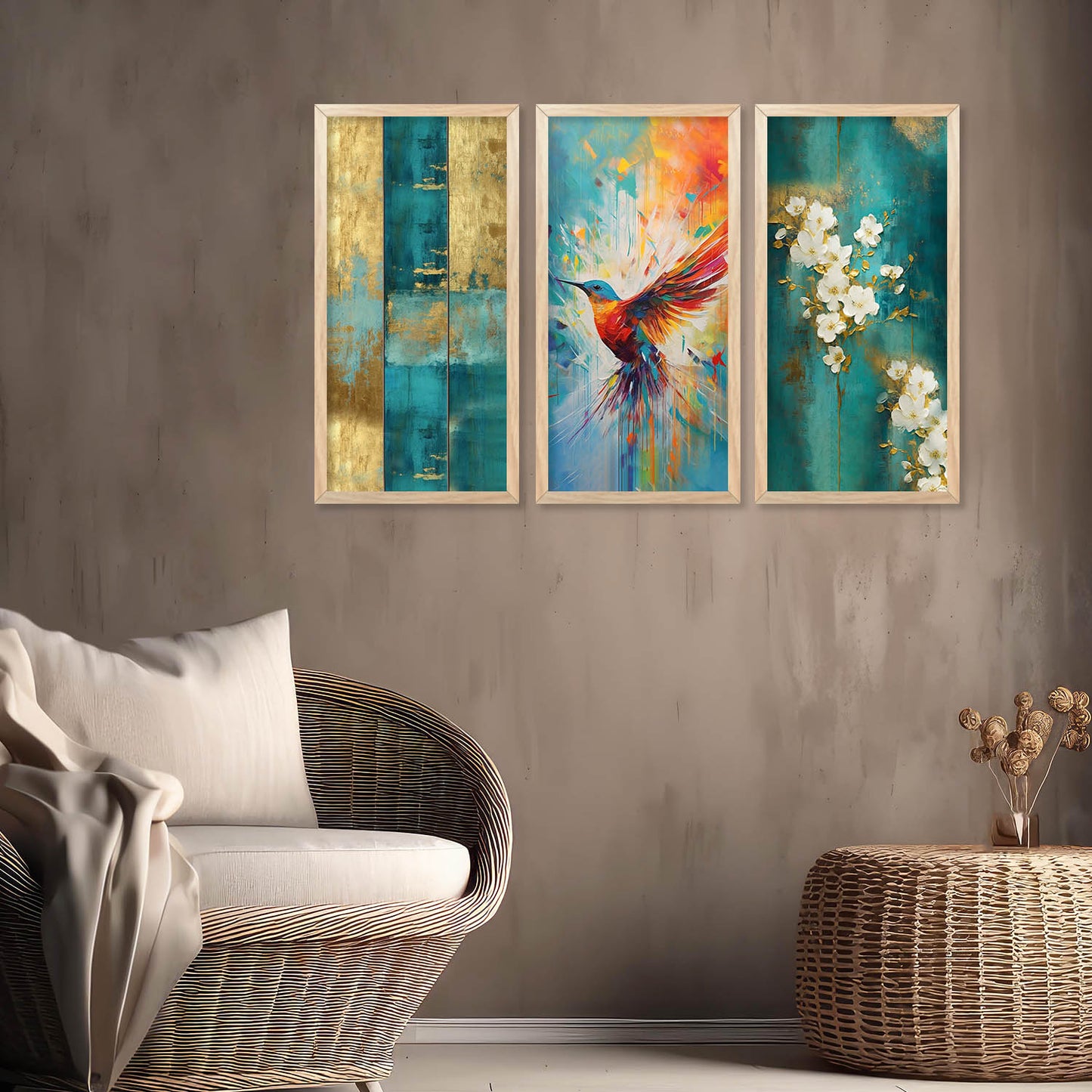 Nature Inspired Modern Art with Frame for Home and Office Wall Decoration