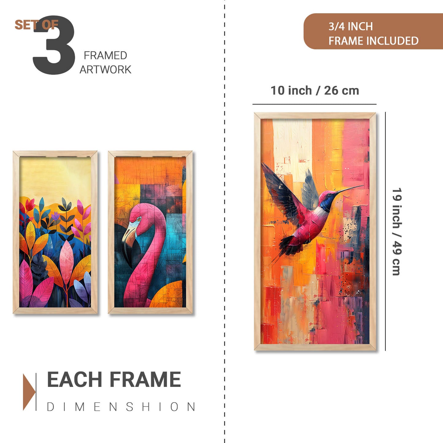 Nature Inspired Modern Art Framed Posters for Home and Office Wall Decor