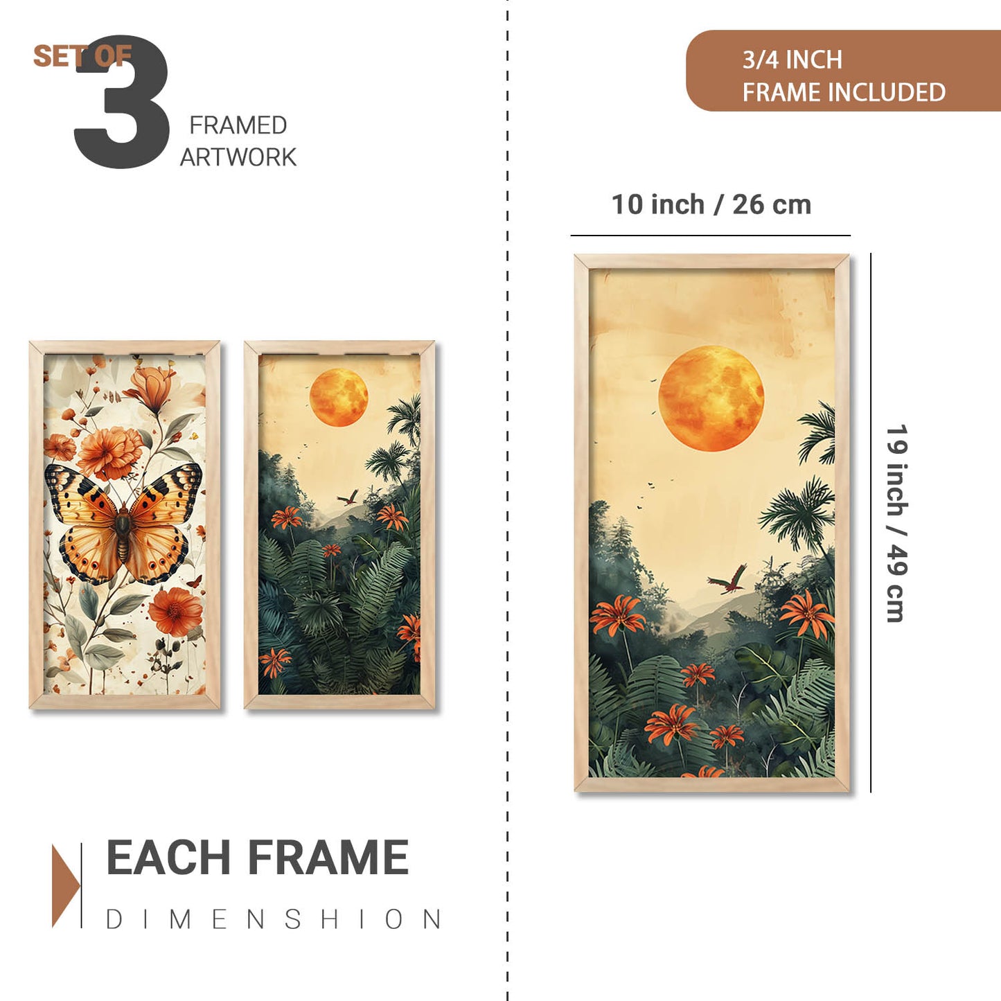 Nature Inspired Modern Art with Frame for Home and Office Wall Decoration