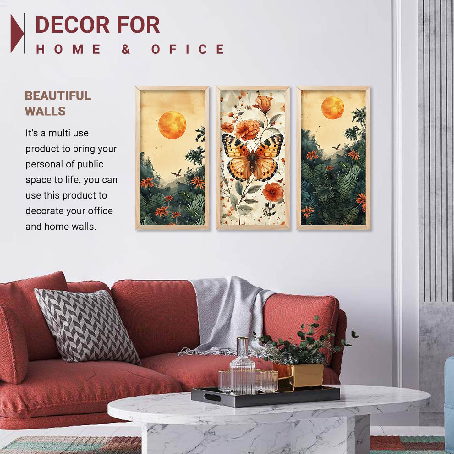 Nature Inspired Modern Art with Frame for Home and Office Wall Decoration