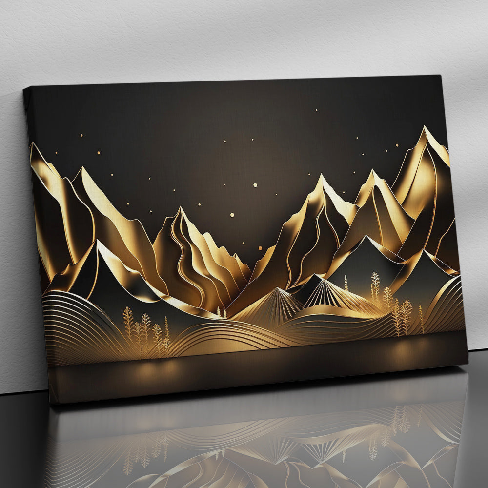 Luxury Black and Golden Mountain Canvas Painting for Living Room Bedroom Home Wall Decor