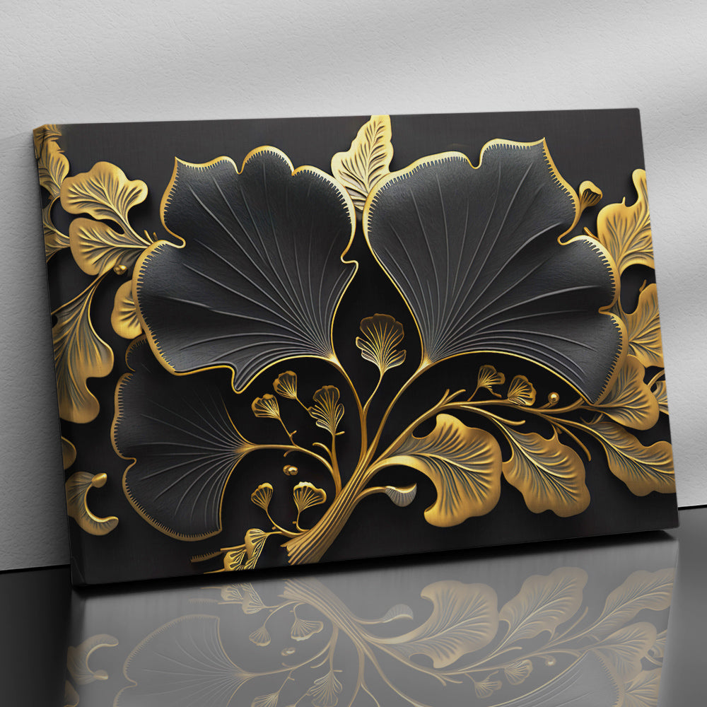 Luxury Black and Golden Flower Canvas Painting for Living Room Bedroom Home Wall Decor