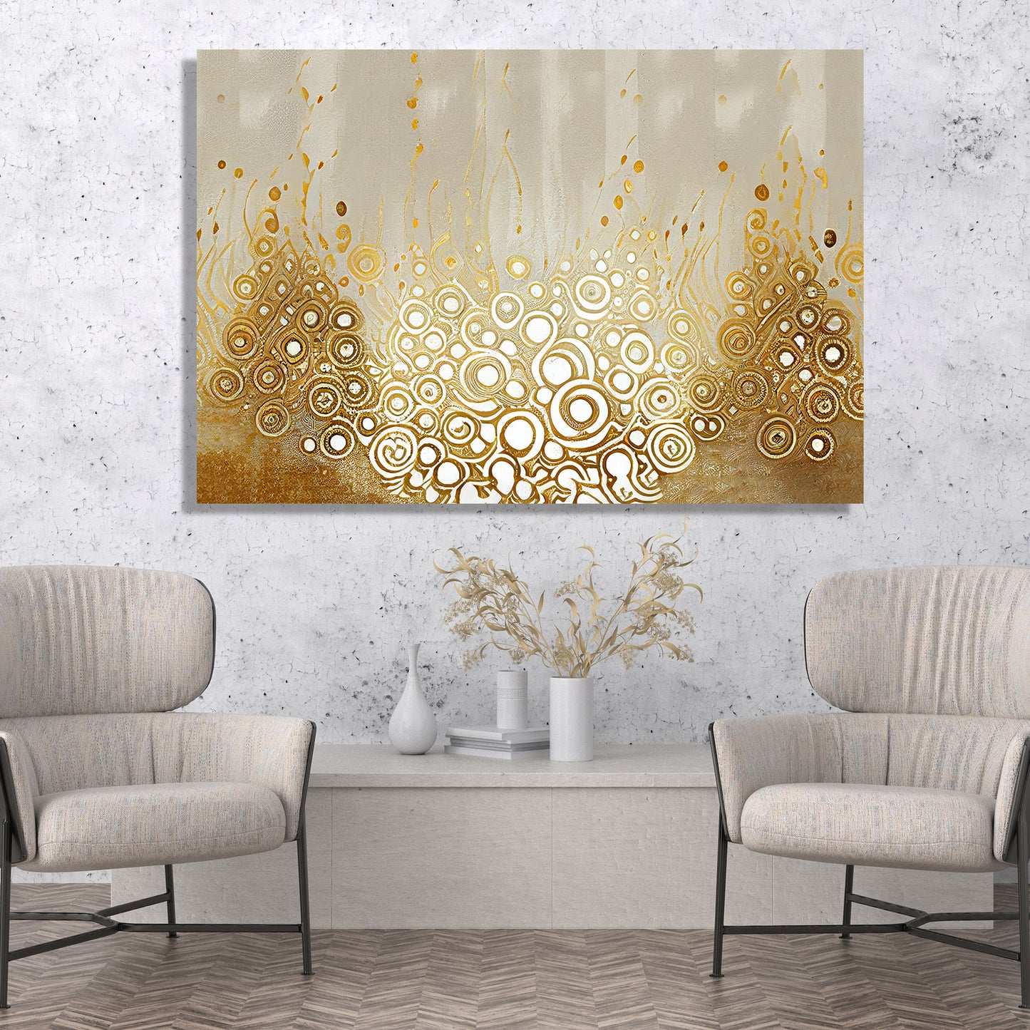 Modern Art Canvas Painting for Wall Decor - Abstract Golden Art Paintings for Wall Decor