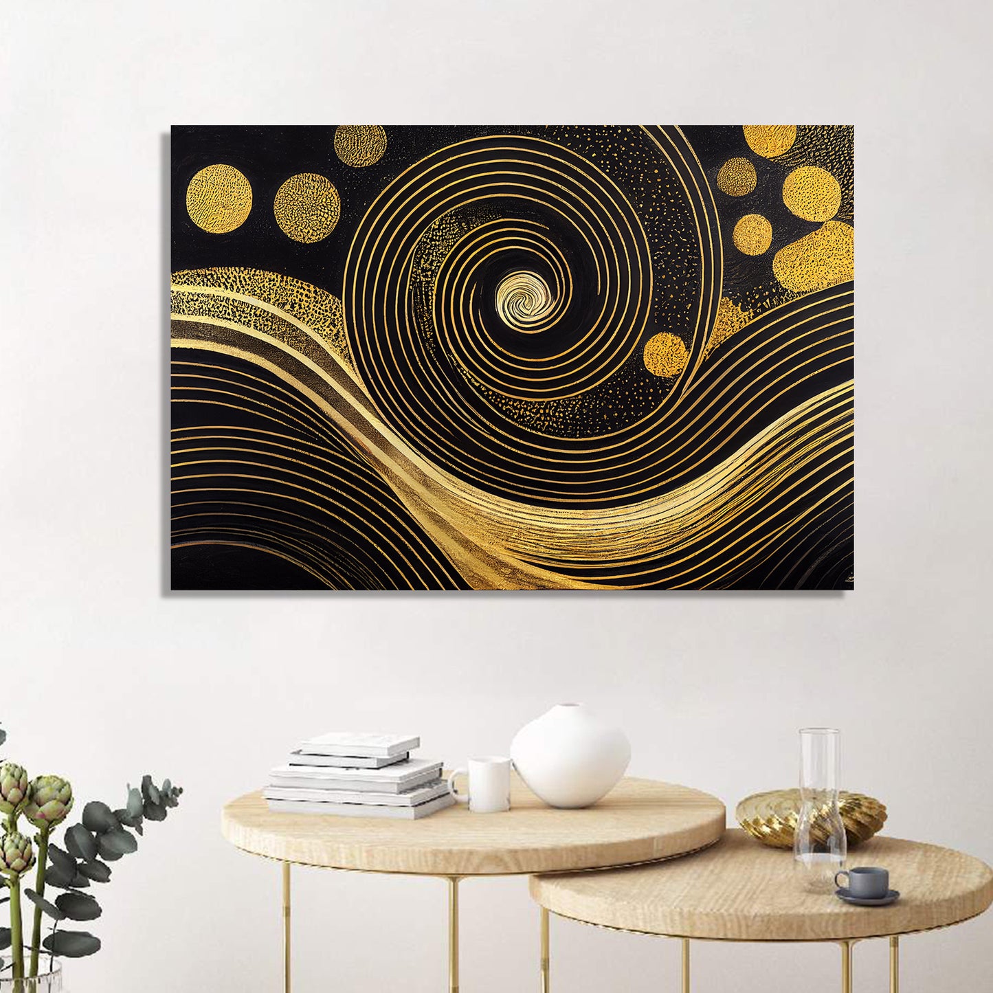 Abstract Golden Art Painting for Wall Decor - Modern Art Canvas Painting for Living Room Bedroom Decor