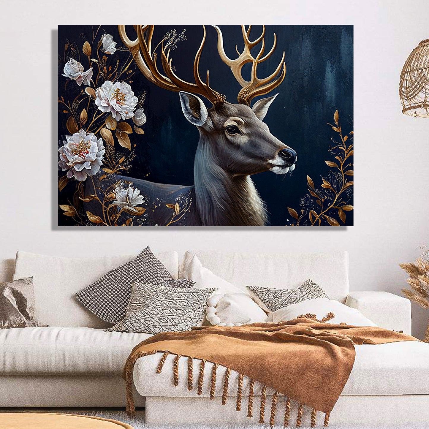Deer in Forest Canvas Painting - Large Canvas Art for Living Room Bedroom Wall Decor