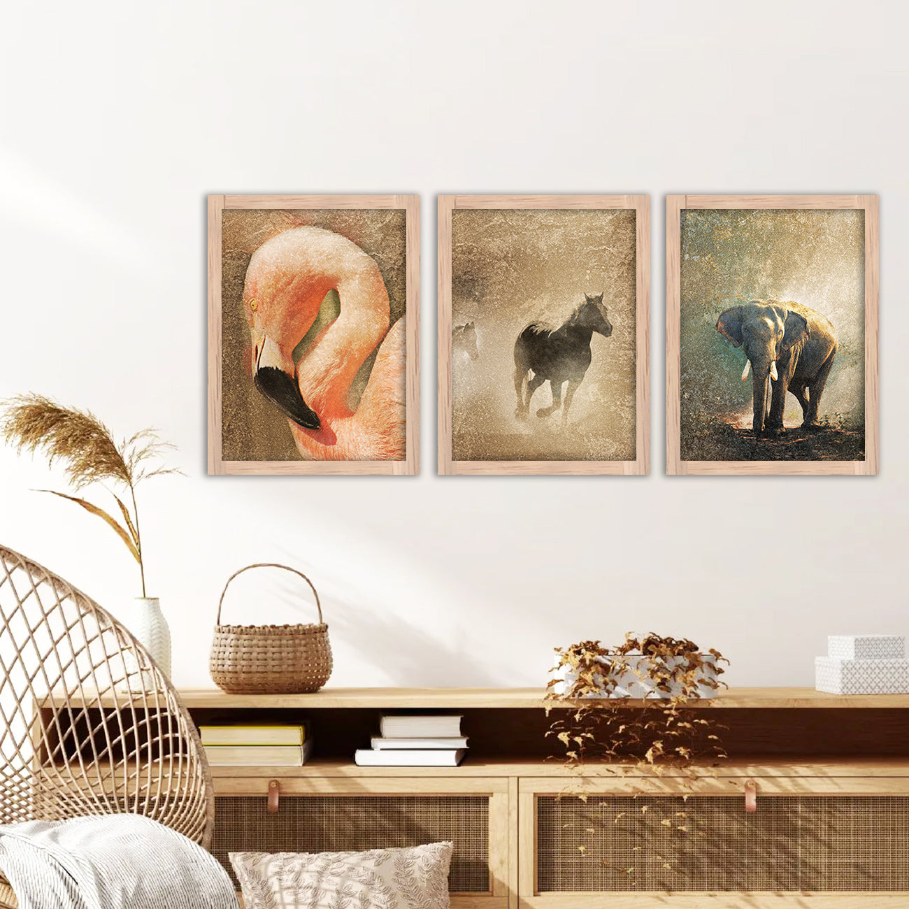Wall Decor Modern Art Framed Wall Painting Poster for Living room Bedroom Office Gifts Home Decoration Frame In Beige (Set of 3) 11x14 Inches