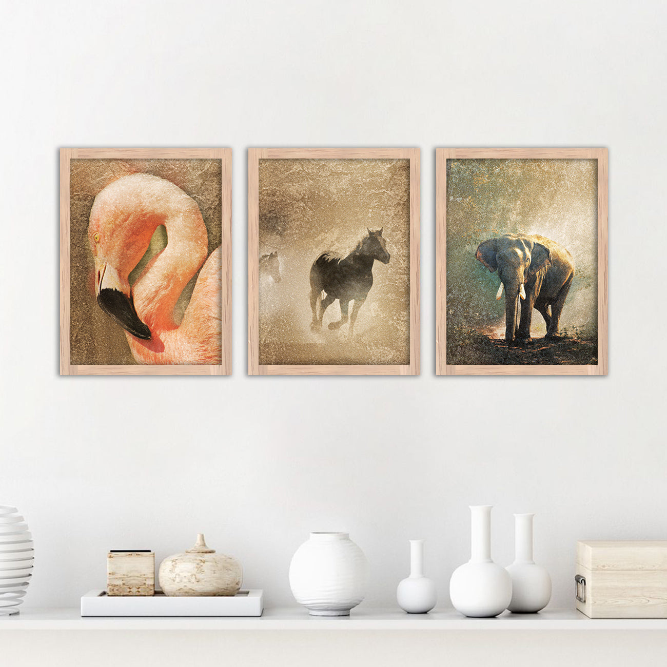 Wall Decor Modern Art Framed Wall Painting Poster for Living room Bedroom Office Gifts Home Decoration Frame In Beige (Set of 3) 11x14 Inches