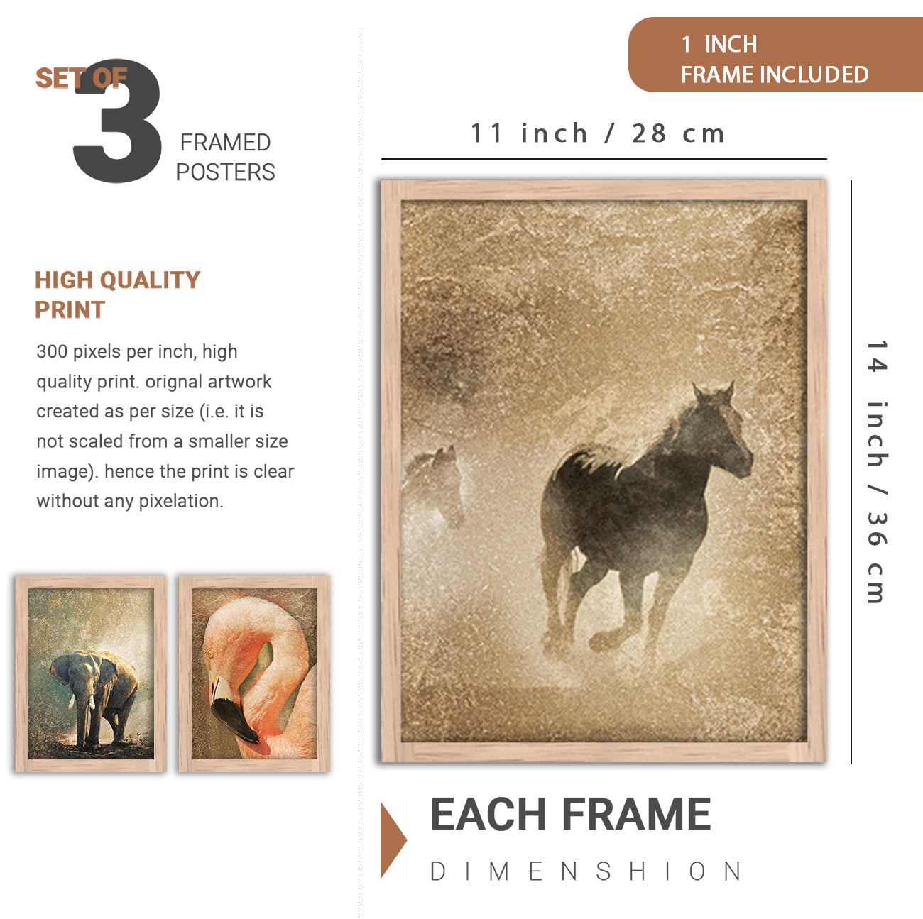 Wall Decor Modern Art Framed Wall Painting Poster for Living room Bedroom Office Gifts Home Decoration Frame In Beige (Set of 3) 11x14 Inches