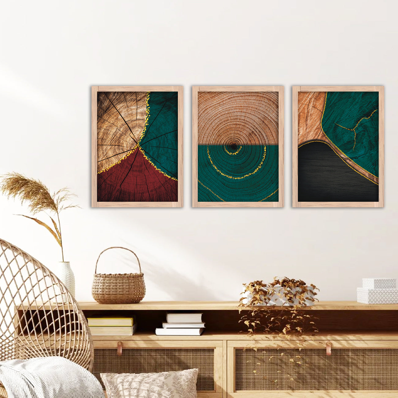 Wall Decor Modern Art Framed Wall Painting Poster for Living room Bedroom Office Gifts Home Decoration Frame In Beige (Set of 3) 11x14 Inches