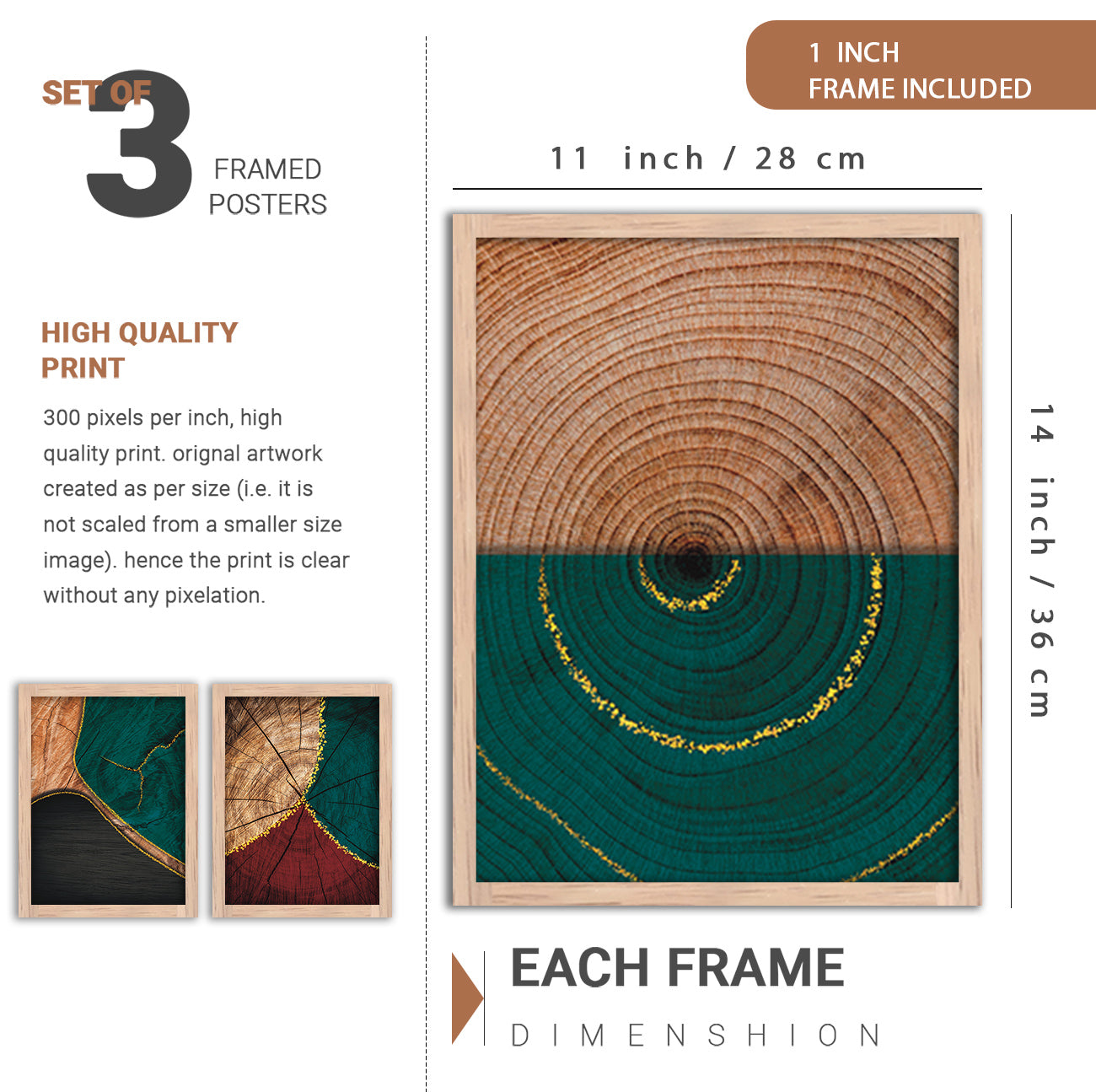 Wall Decor Modern Art Framed Wall Painting Poster for Living room Bedroom Office Gifts Home Decoration Frame In Beige (Set of 3) 11x14 Inches