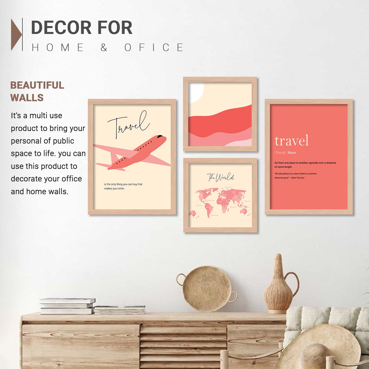 Wall Decor Modern Art Framed Wall Painting Poster for Living room Bedroom Office Gifts Home Decoration (Set of 4) 11x14 Inches