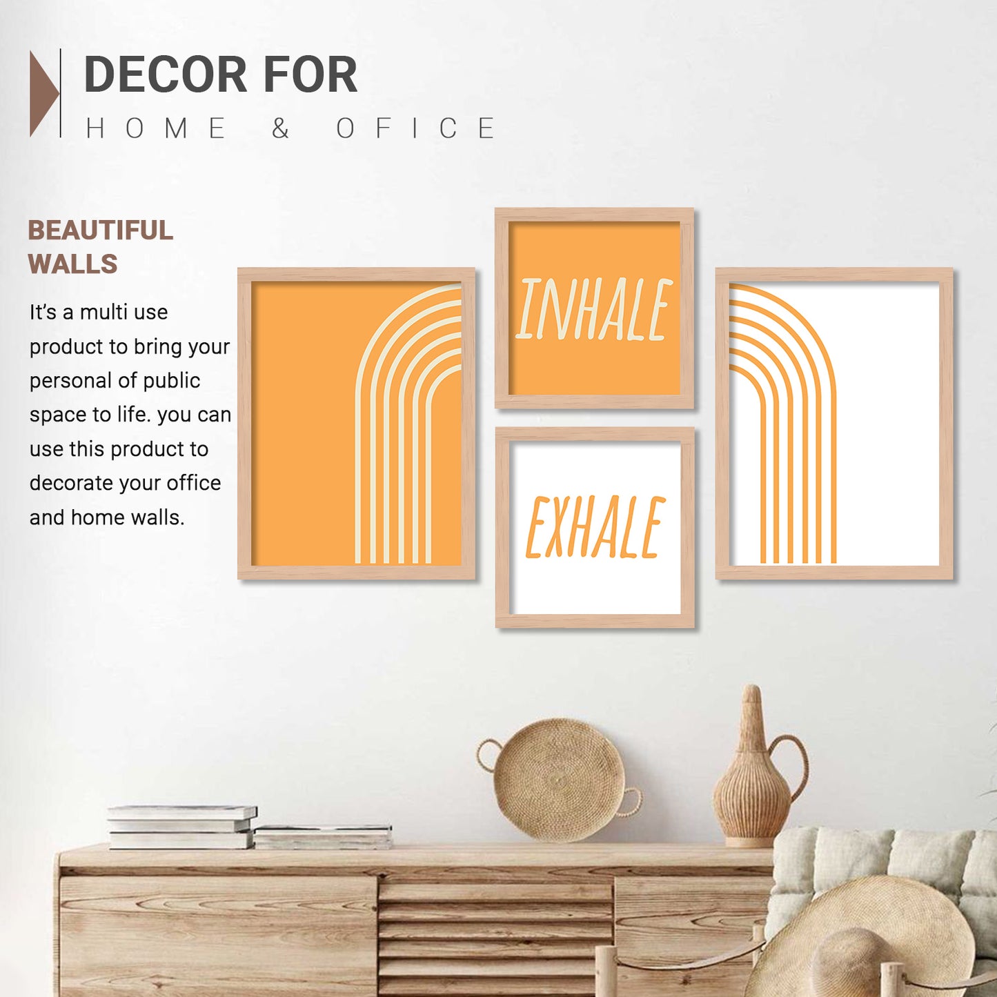 Wall Decor Modern Art Framed Wall Painting Poster for Living room Bedroom Office Gifts Home Decoration (Set of 4) 11x14 Inches