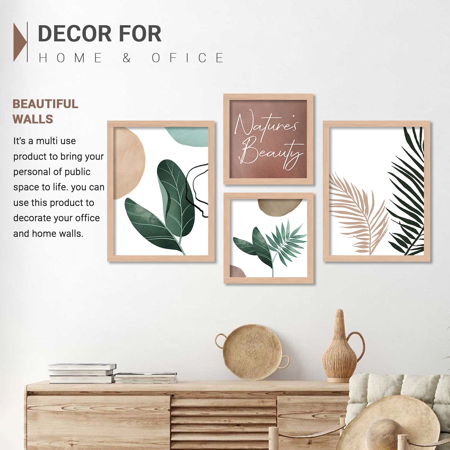 Wall Decor Modern Art Framed Wall Painting Poster for Living room Bedroom Office Gifts Home Decoration (Set of 4) 11x14 Inches