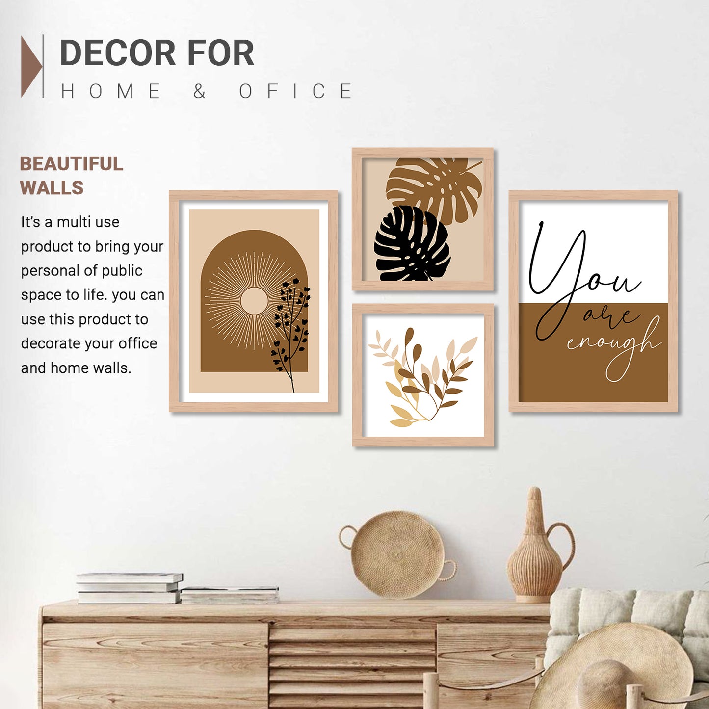 Wall Decor Modern Art Framed Wall Painting Poster for Living room Bedroom Office Gifts Home Decoration (Set of 4) 11x14 Inches