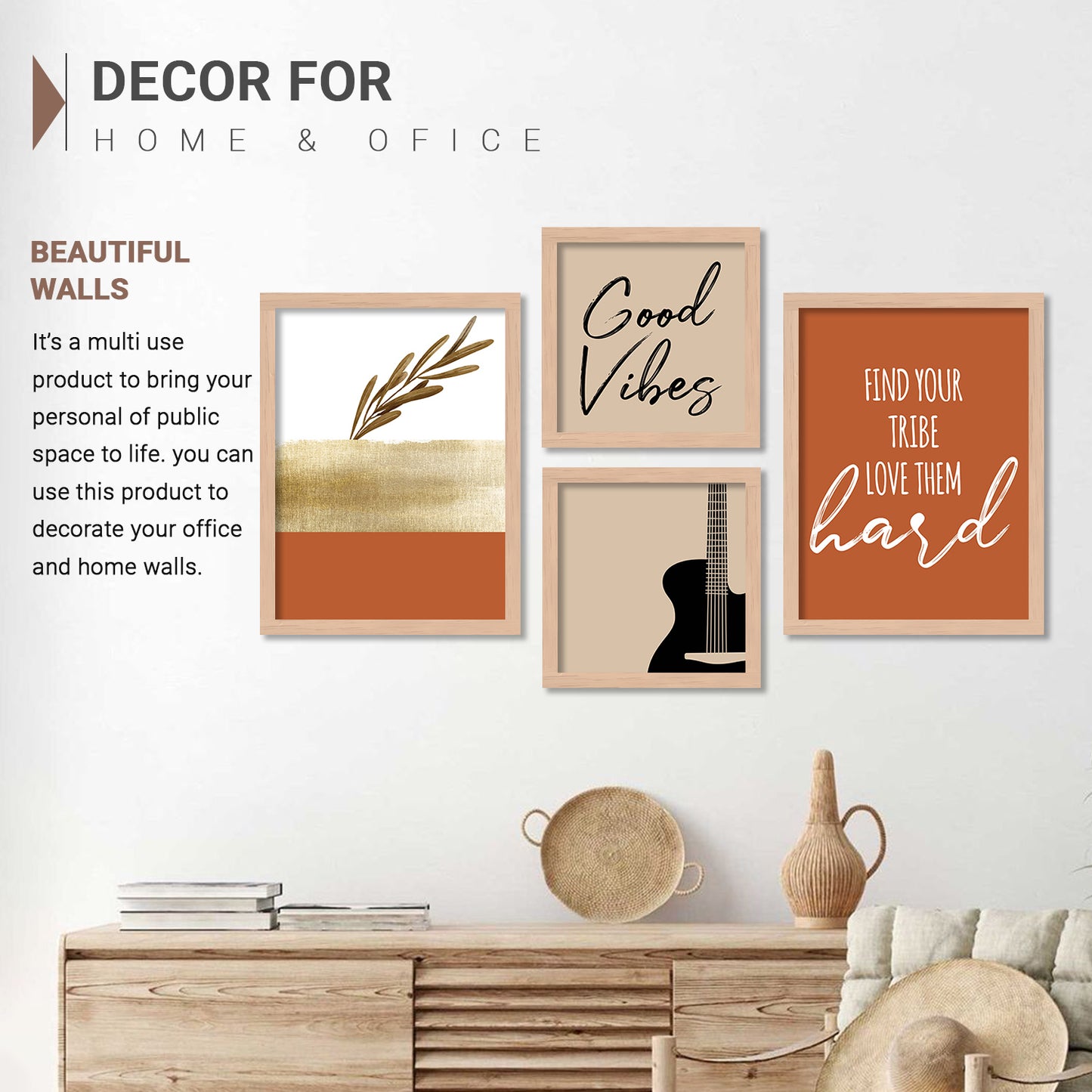 Wall Decor Modern Art Framed Wall Painting Poster for Living room Bedroom Office Gifts Home Decoration (Set of 4) 11x14 Inches