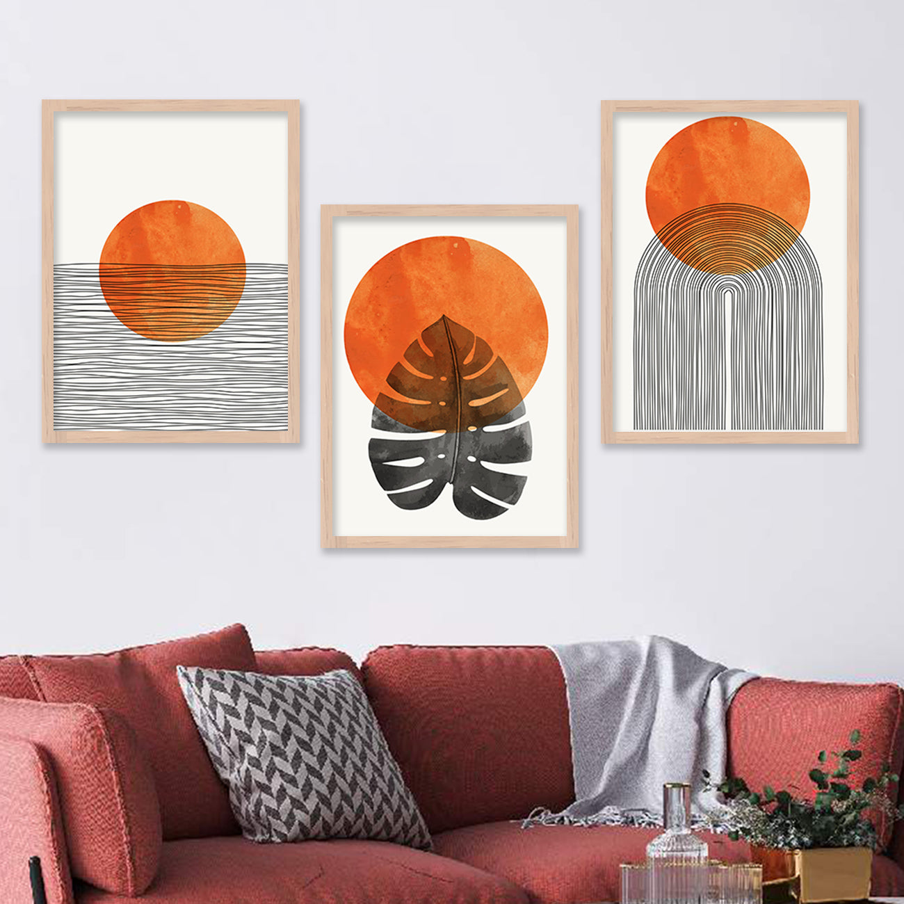 Wall Decor Modern Art Framed Wall Painting Poster for Living room Bedroom Office Gifts Home Decoration Frame In Beige (Set of 3) 11x14 Inches