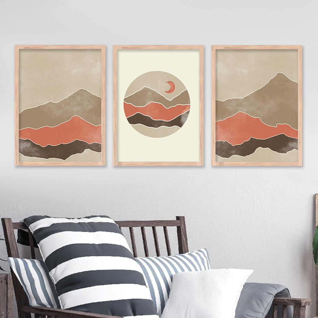 Wall Decor Modern Art Framed Wall Painting Poster for Living room Bedroom Office Gifts Home Decoration Frame In Beige (Set of 3) 11x14 Inches