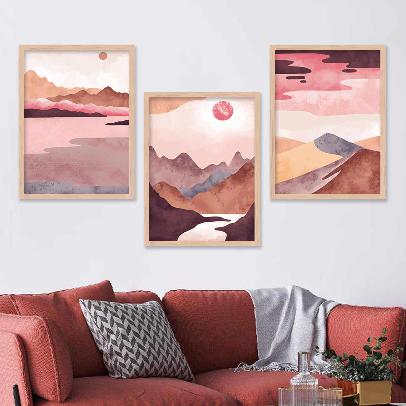 Wall Decor Modern Art Framed Wall Painting Poster for Living room Bedroom Office Gifts Home Decoration Frame In Beige (Set of 3) 11x14 Inches