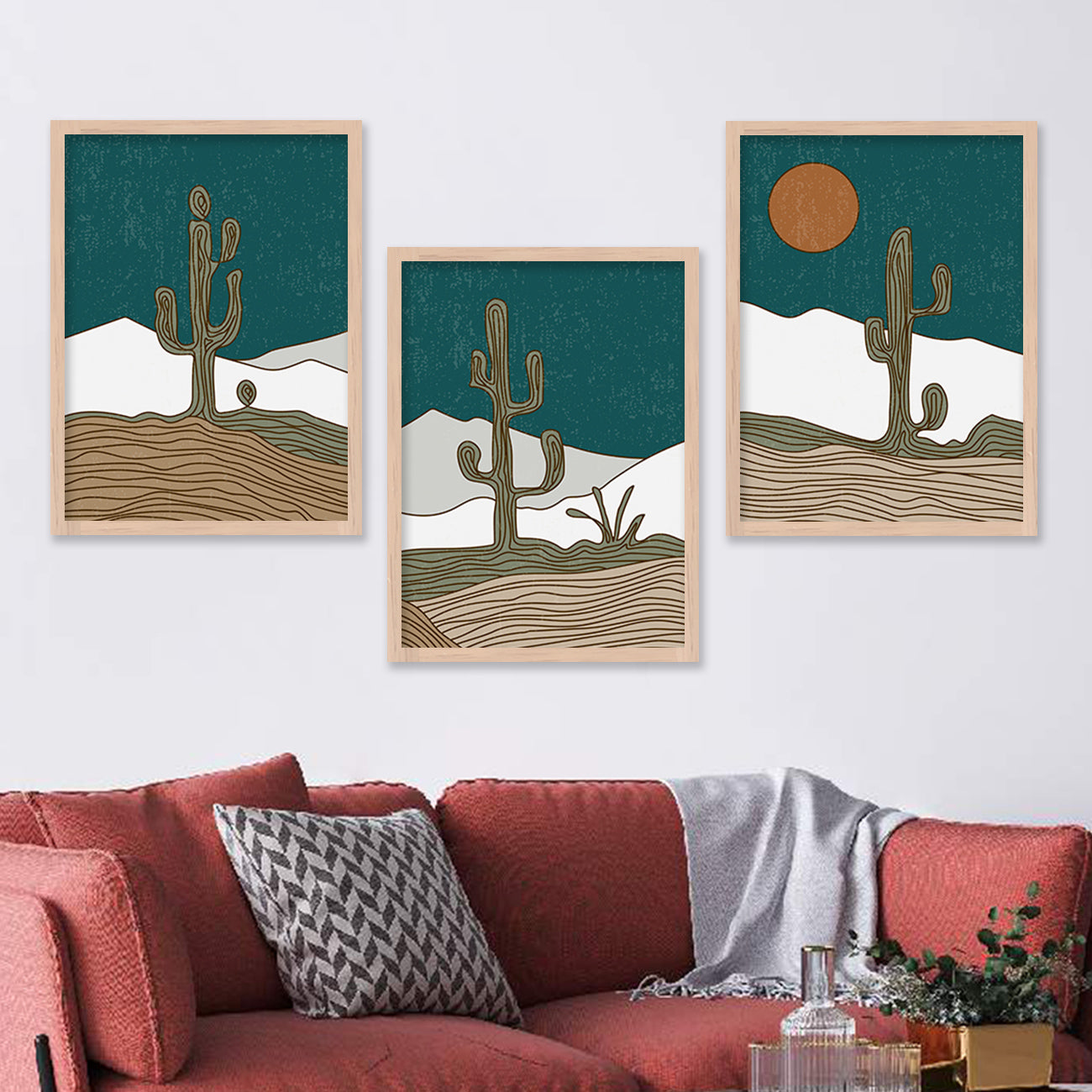 Wall Decor Modern Art Framed Wall Painting Poster for Living room Bedroom Office Gifts Home Decoration Frame In Beige (Set of 3) 11x14 Inches