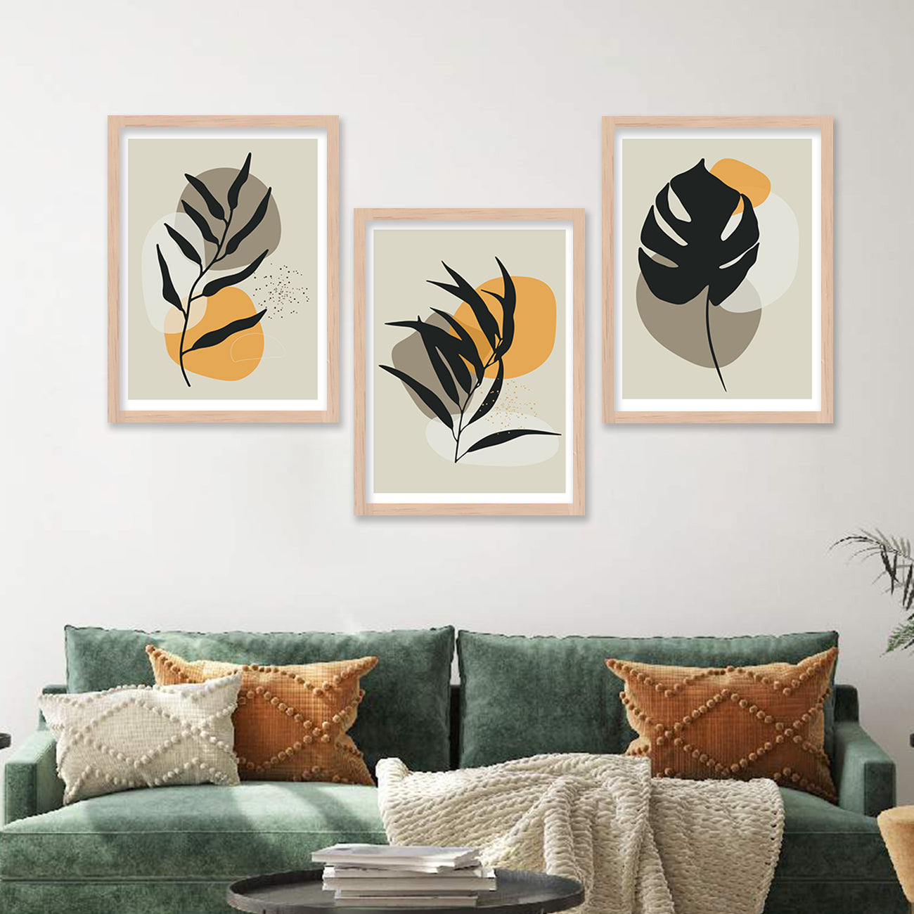 Wall Decor Modern Art Framed Wall Painting Poster for Living room Bedroom Office Gifts Home Decoration Frame In Beige (Set of 3) 11x14 Inches