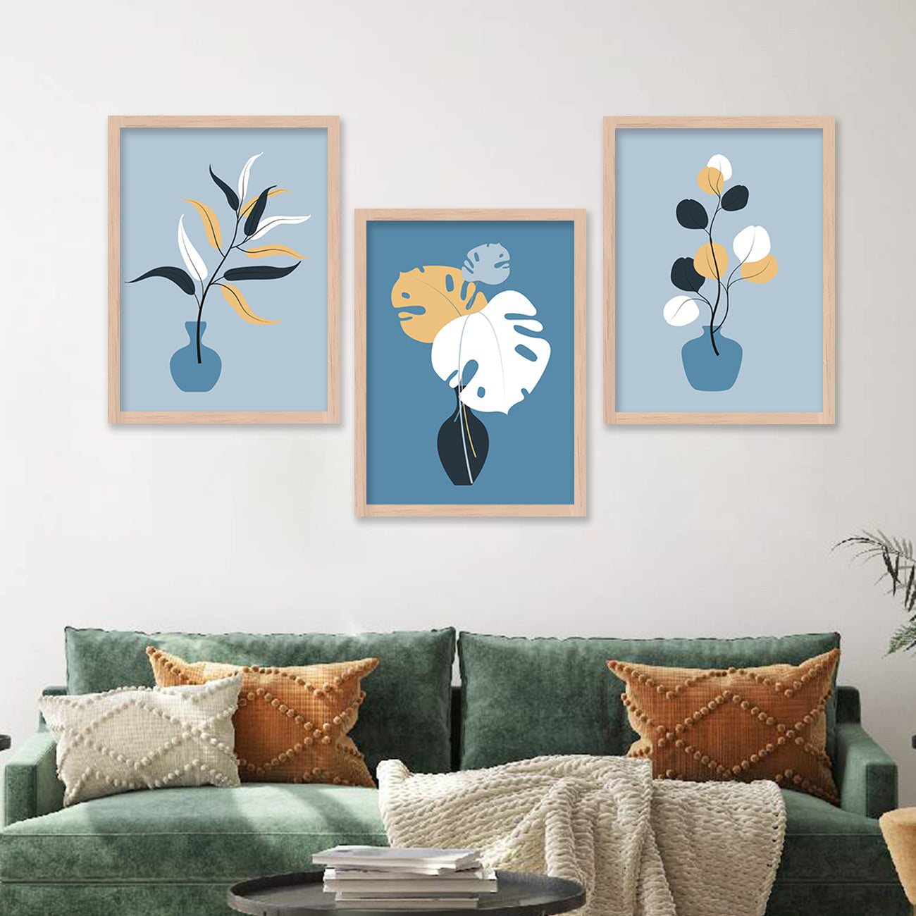Wall Decor Modern Art Framed Wall Painting Poster for Living room Bedroom Office Gifts Home Decoration Frame In Beige (Set of 3) 11x14 Inches