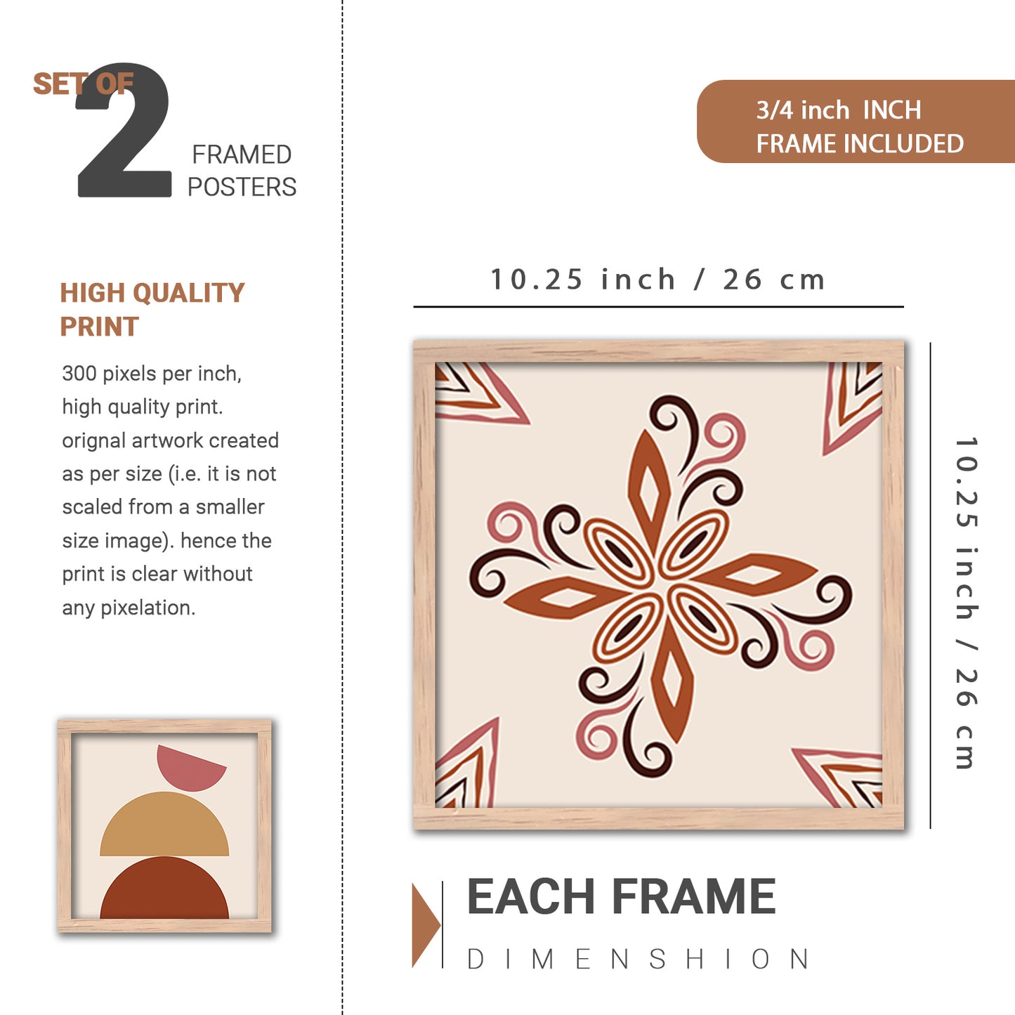 Wall Decor Modern Art Framed Wall Painting Poster for Living room Bedroom Office Gifts Home Decoration Frame In Beige (Set of 4) 11x14 Inches