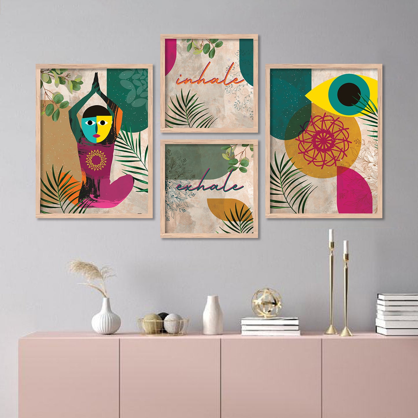 Wall Decor Modern Art Framed Wall Painting Poster for Living room Bedroom Office Gifts Home Decoration Frame In Black (Set of 4) 11x14 Inches