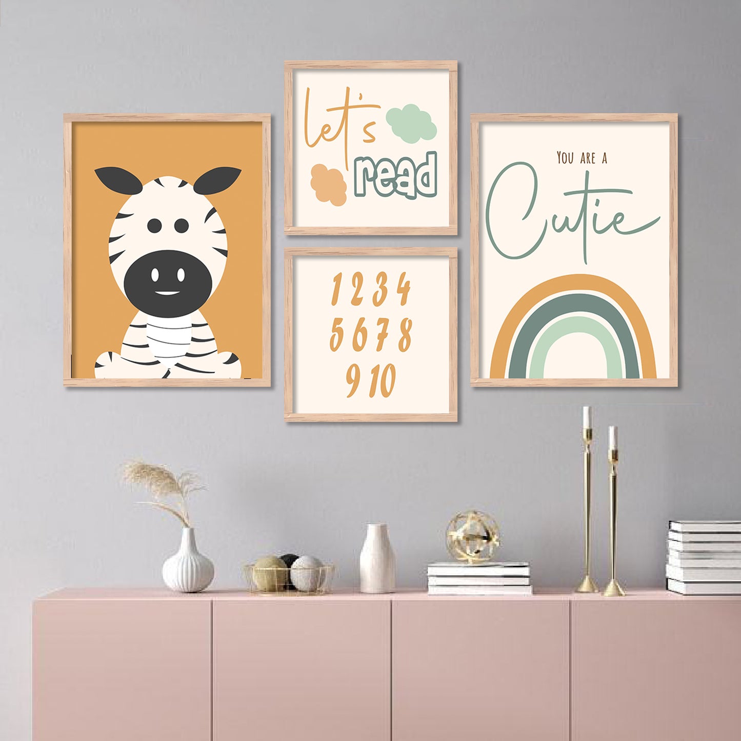 Wall Decor Modern Art Framed Wall Painting Poster for Living room Bedroom Office Gifts Home Decoration Frame In Black (Set of 4) 11x14 Inches
