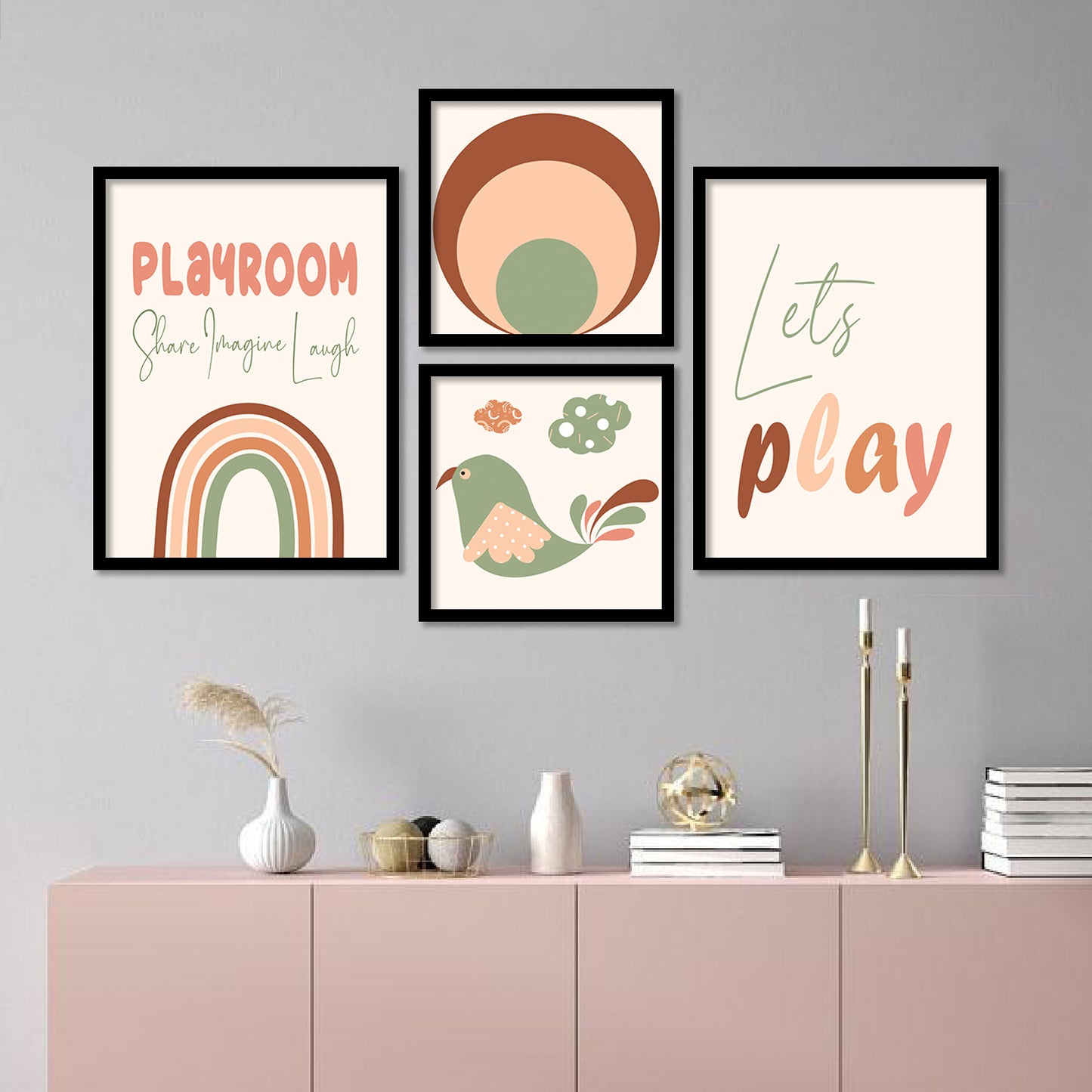 Wall Decor Modern Art Framed Wall Painting Poster for Living room Bedroom Office Gifts Home Decoration Frame In Black (Set of 4) 11x14 Inches