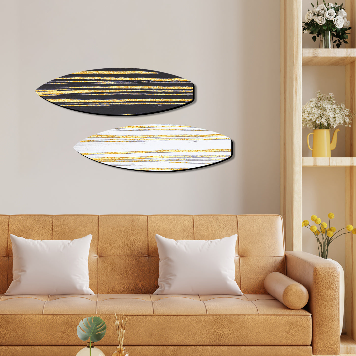 Classic Black and Gold Classic Gold and Black Wall Hangings for Living Room Bedroom and Home Wall Decor