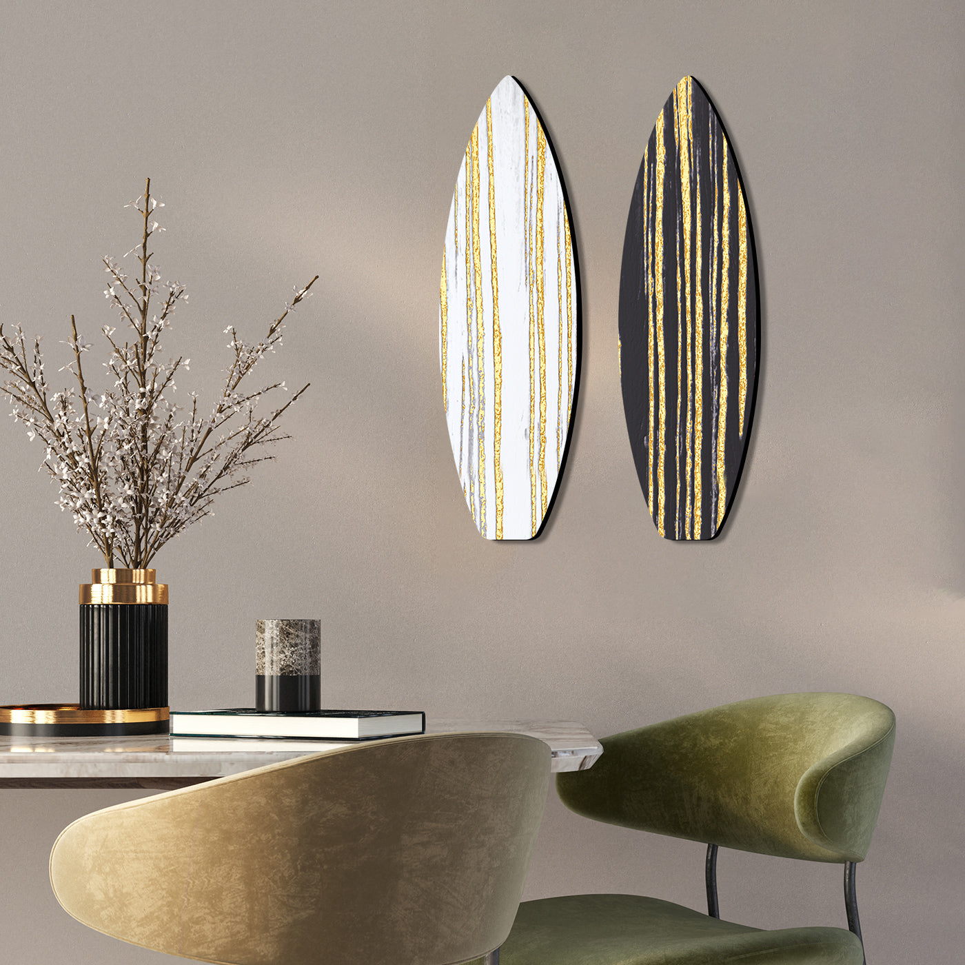 Classic Black and Gold Classic Gold and Black Wall Hangings for Living Room Bedroom and Home Wall Decor