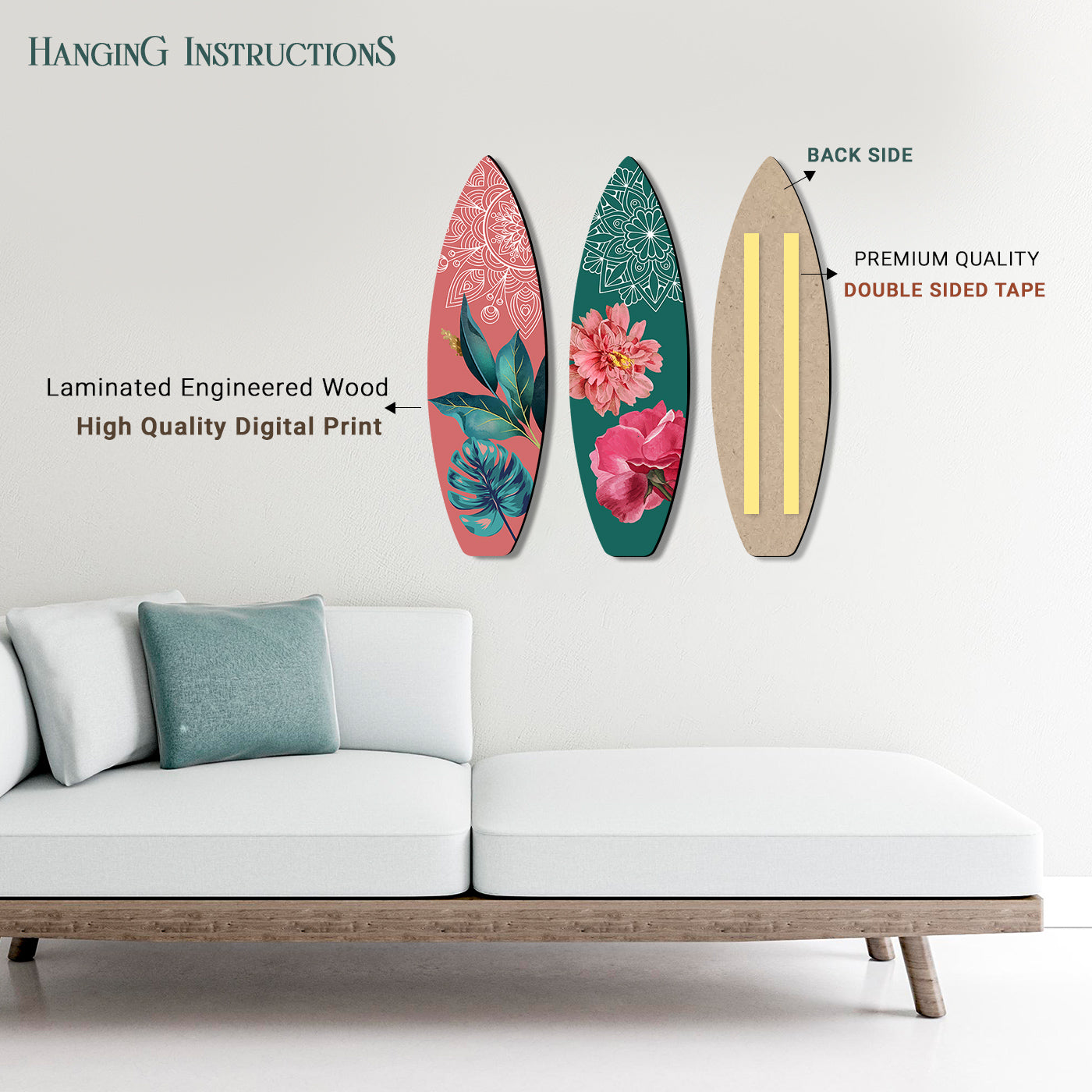 Floral Inspired Wall Hangings for Living Room Bedroom and Home Wall Decor
