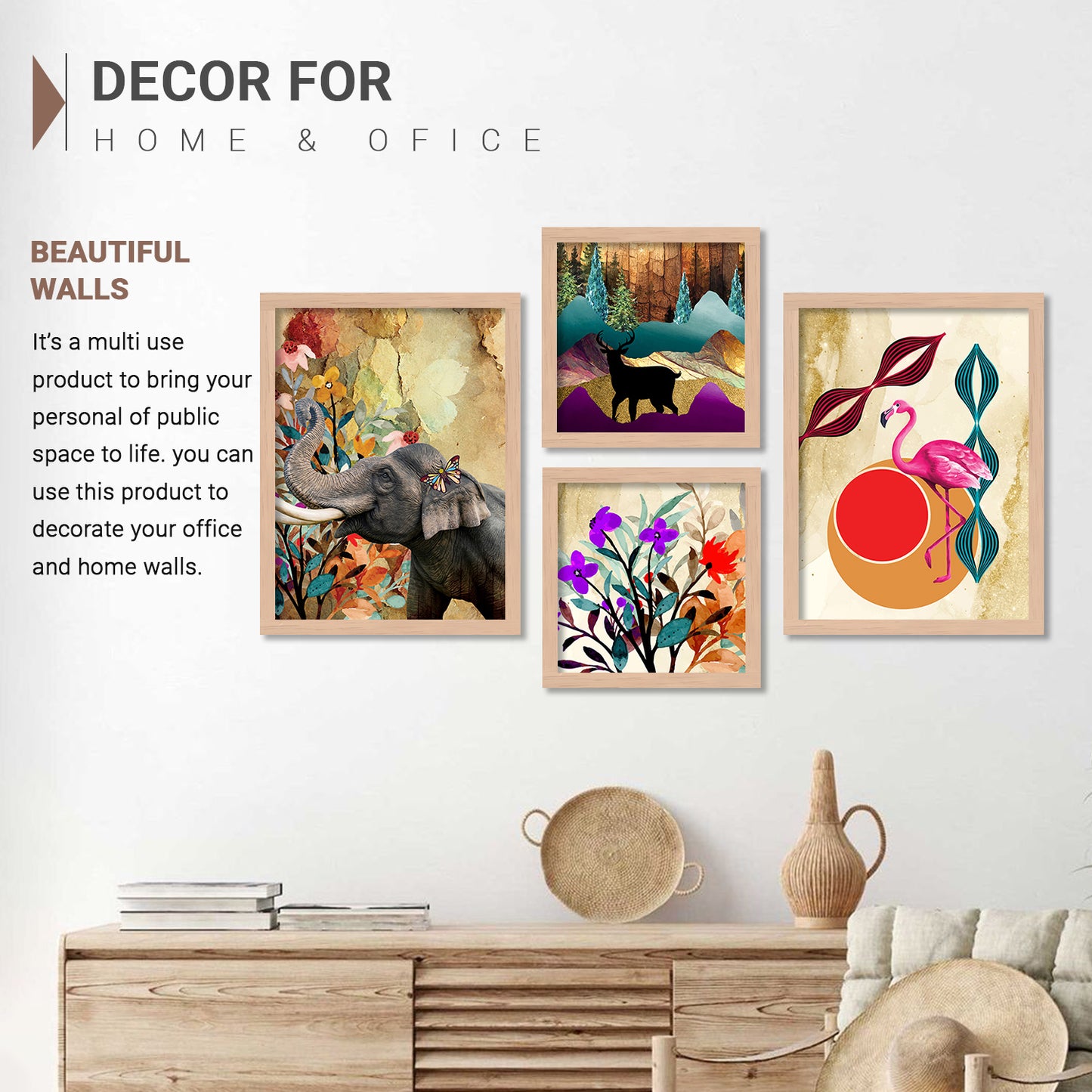 Wall Decor Modern Art Framed Wall Painting Poster for Living room Bedroom Office Gifts Home Decoration (Set of 4) 11x14 Inches