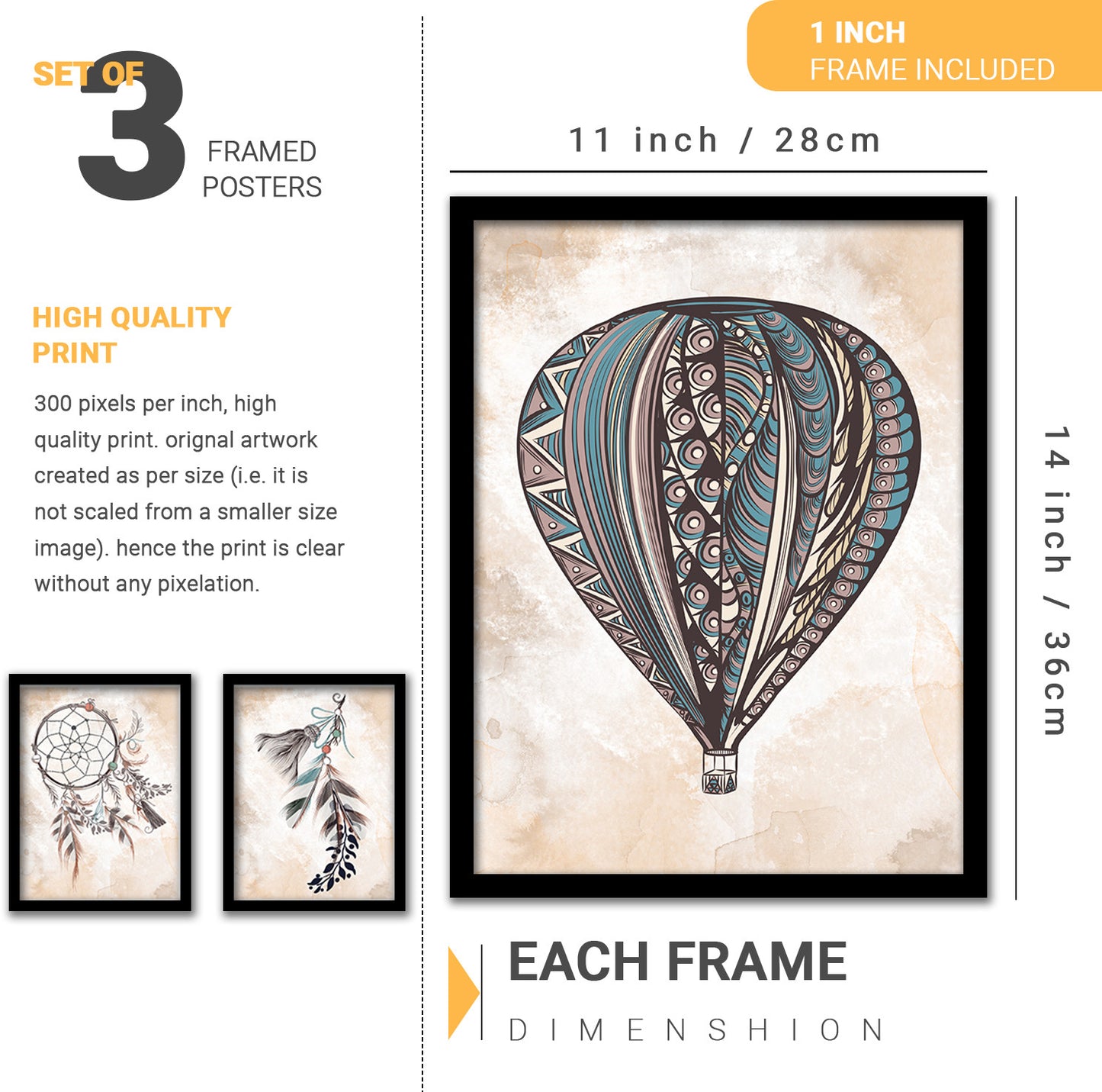 Wall Decor Modern Art Framed Wall Painting Poster for Living room Bedroom Office Gifts Home Decoration Frame In Beige (Set of 5) 11x14 Inches