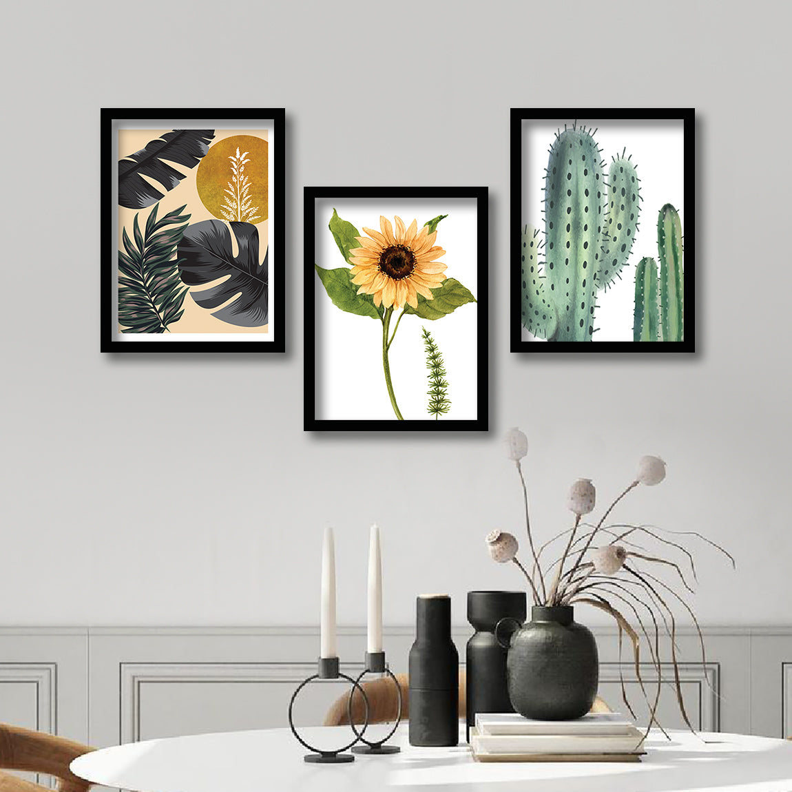 Wall Decor Modern Art Framed Wall Painting Poster for Living room Bedroom Office Gifts Home Decoration Frame In Beige (Set of 3) 11x14 Inches