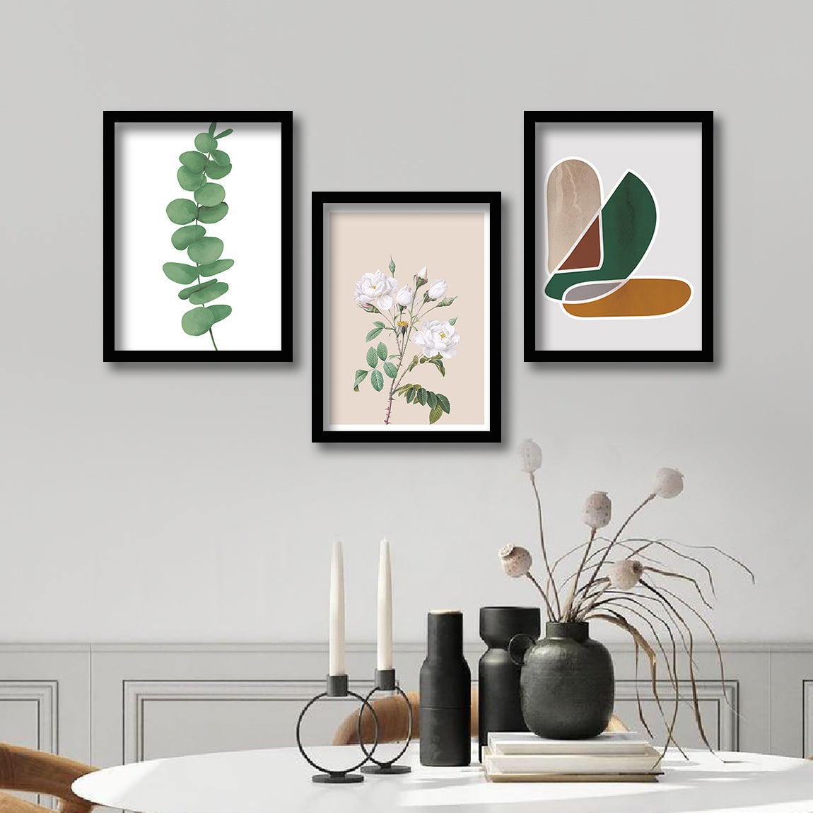 Wall Decor Modern Art Framed Wall Painting Poster for Living room Bedroom Office Gifts Home Decoration Frame In Beige (Set of 3) 11x14 Inches