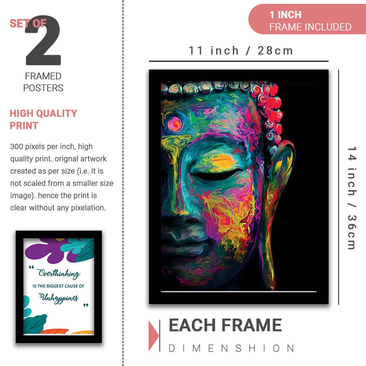Modern Art Framed Wall Painting Poster for Living room Bedroom Office Gifts Home Decoration Set Of 2