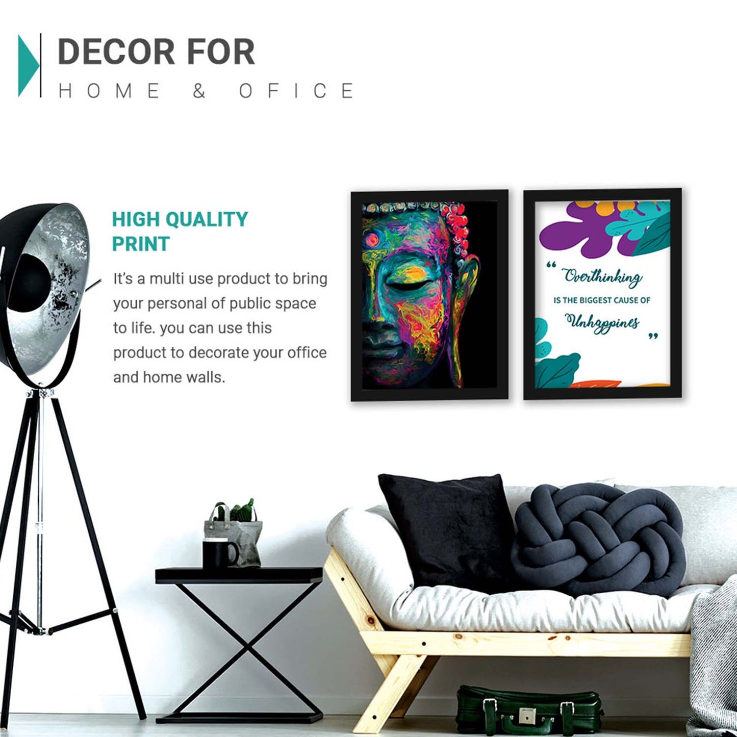 Modern Art Framed Wall Painting Poster for Living room Bedroom Office Gifts Home Decoration Set Of 2