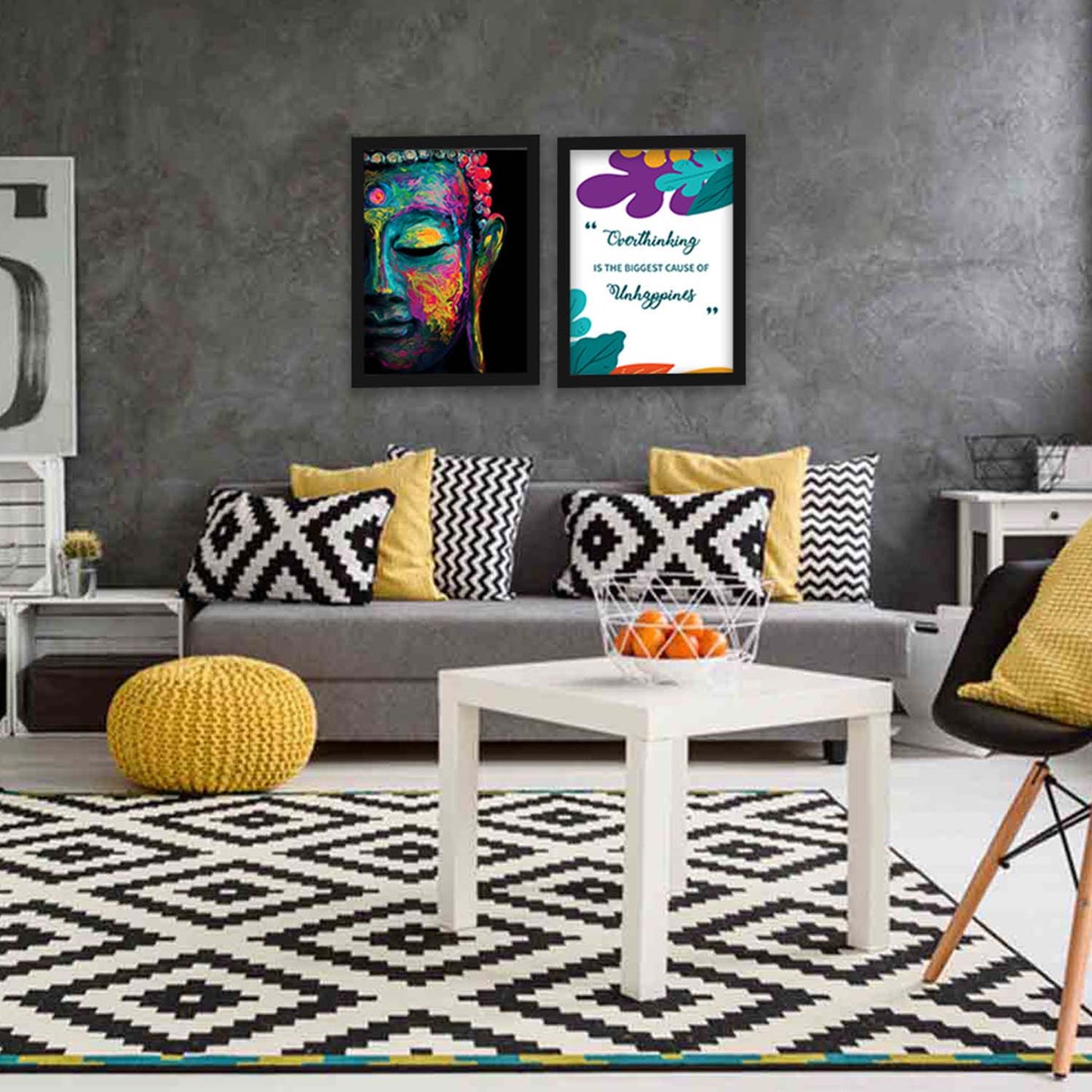 Modern Art Framed Wall Painting Poster for Living room Bedroom Office Gifts Home Decoration Set Of 2