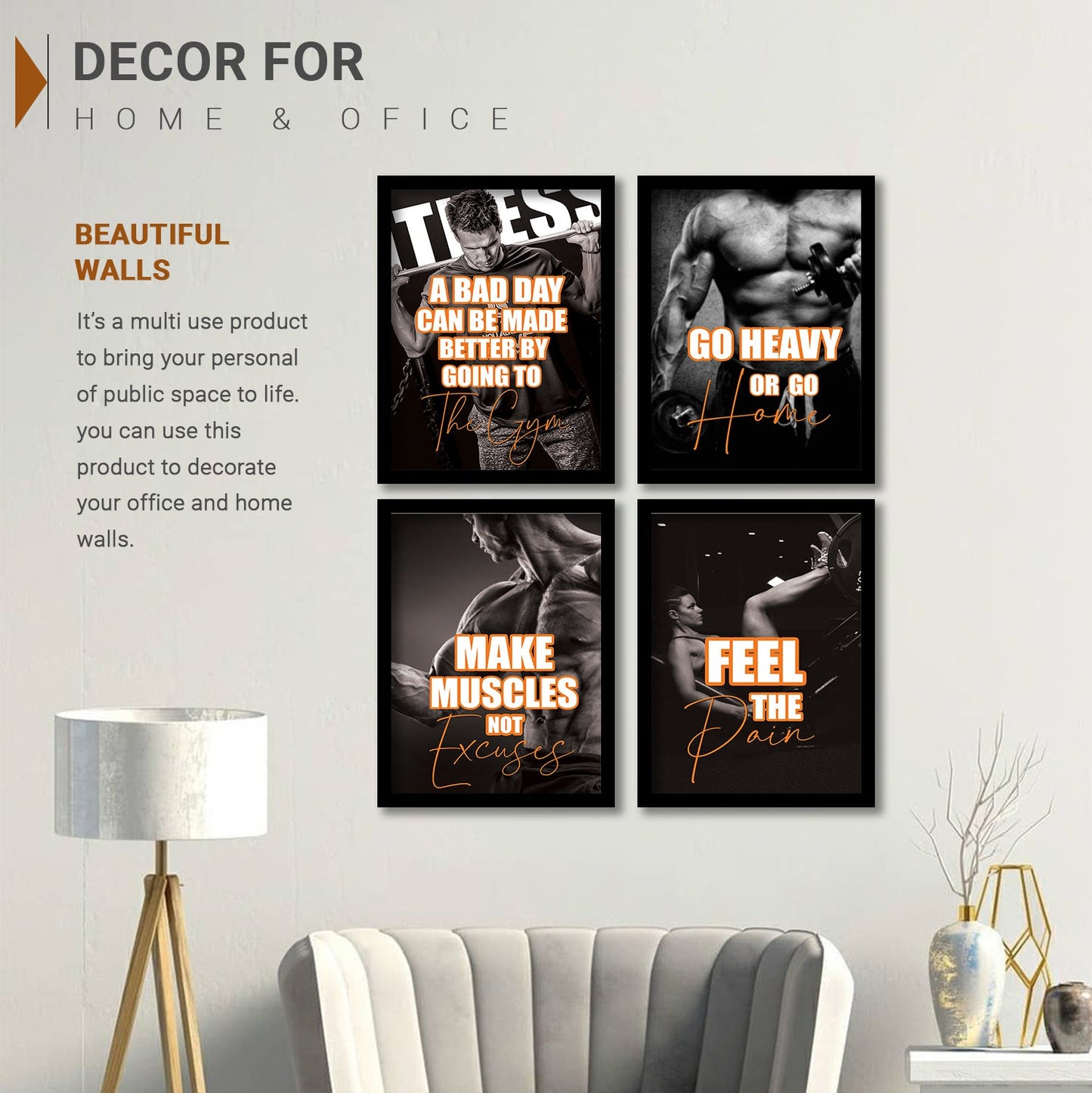 Gym Motivational Wall Frames Posters Paintings