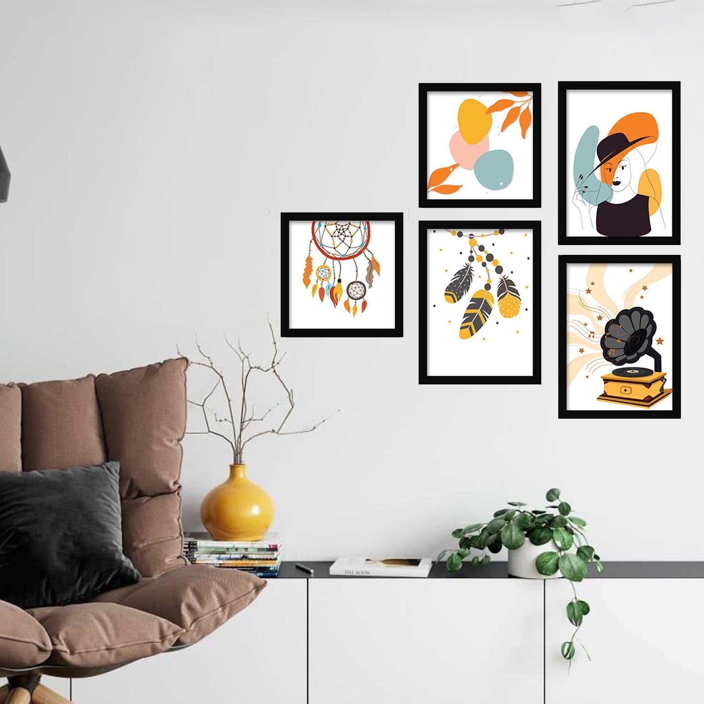 Modern Art Framed Wall Painting Poster for Living room Bedroom Office Gifts Home Decoration